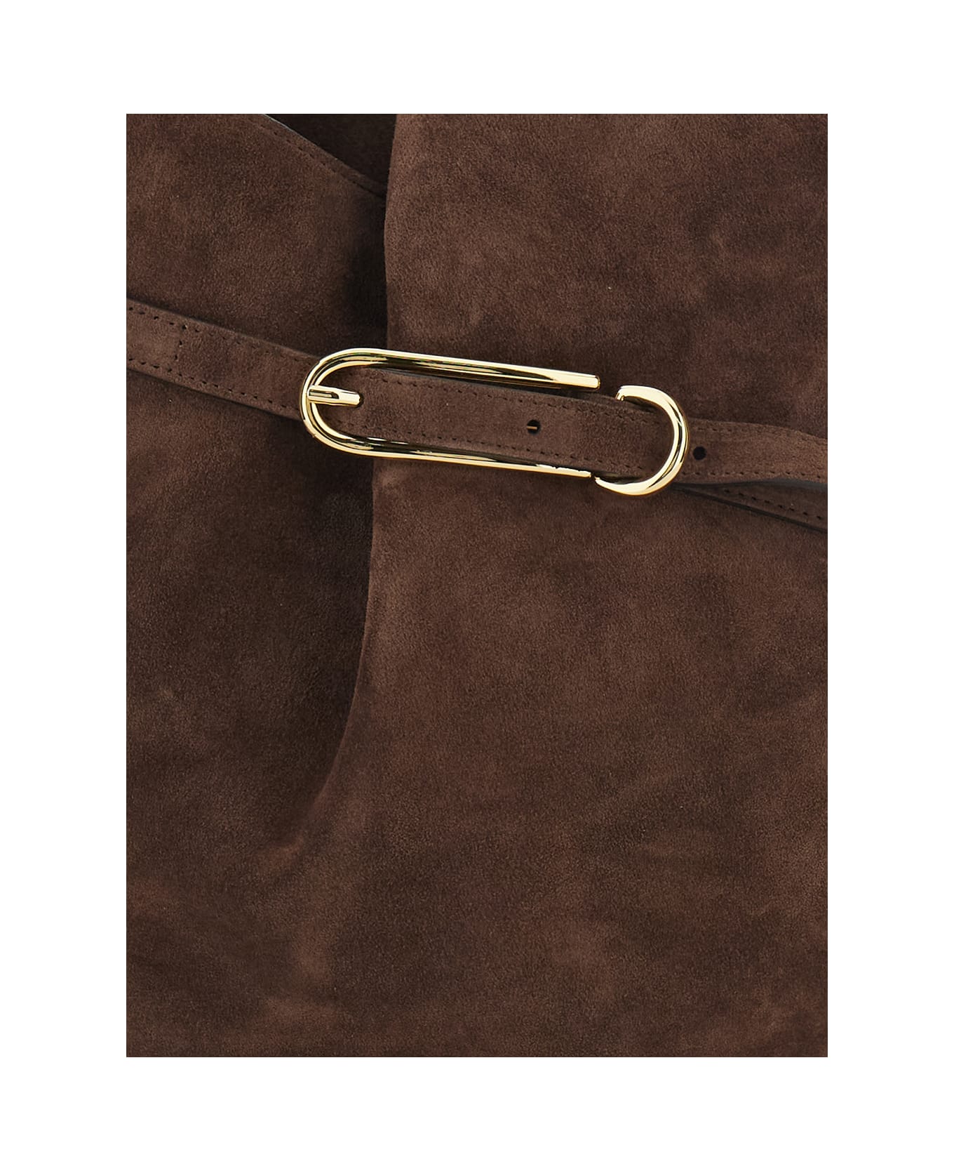 Little Liffner 'belted Bucket' Brown Crossbody Bag With Belt On The Front In Suede Woman - Brown