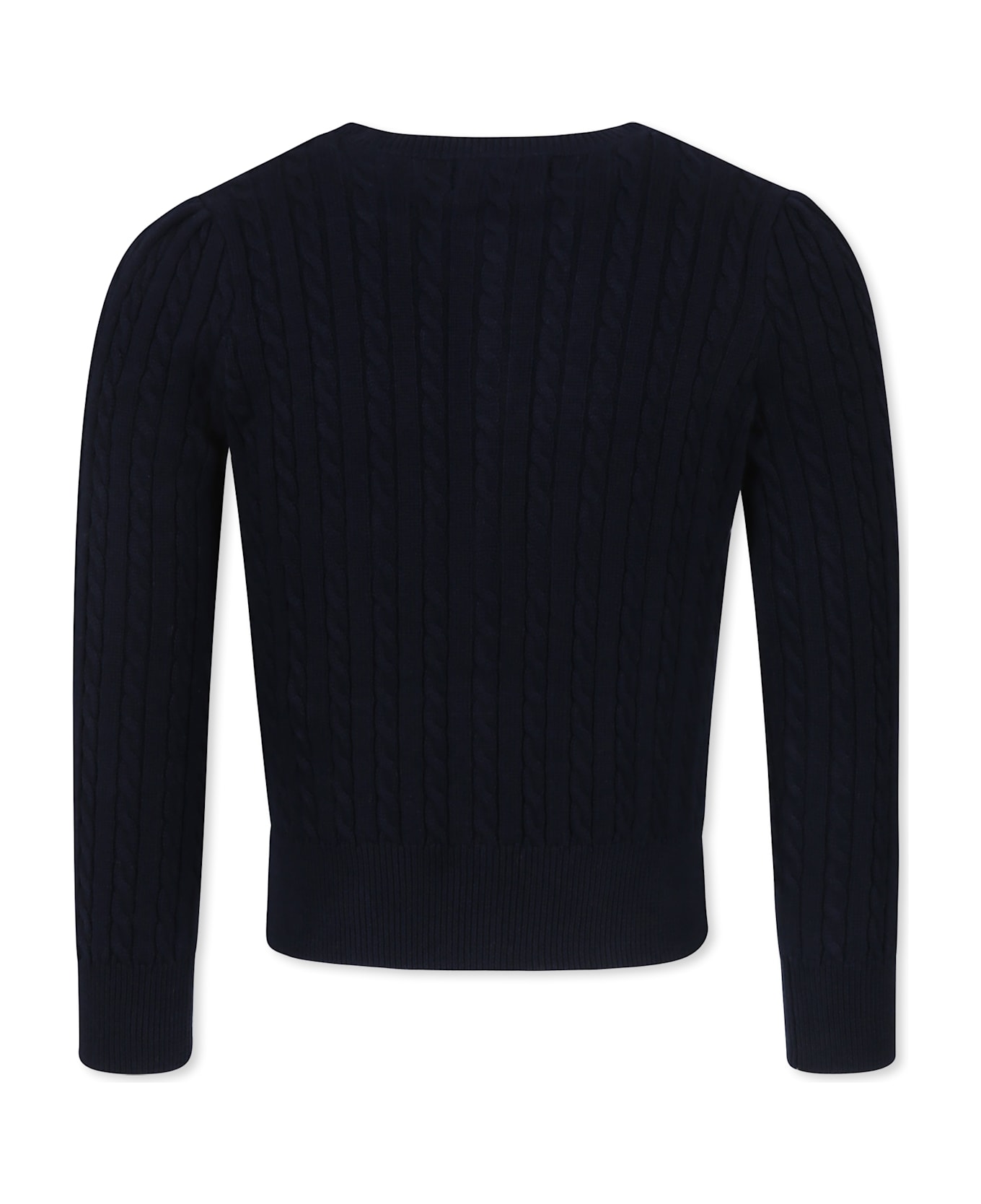 Ralph Lauren Blue Cardigan For Girl Wih Horse - Blue