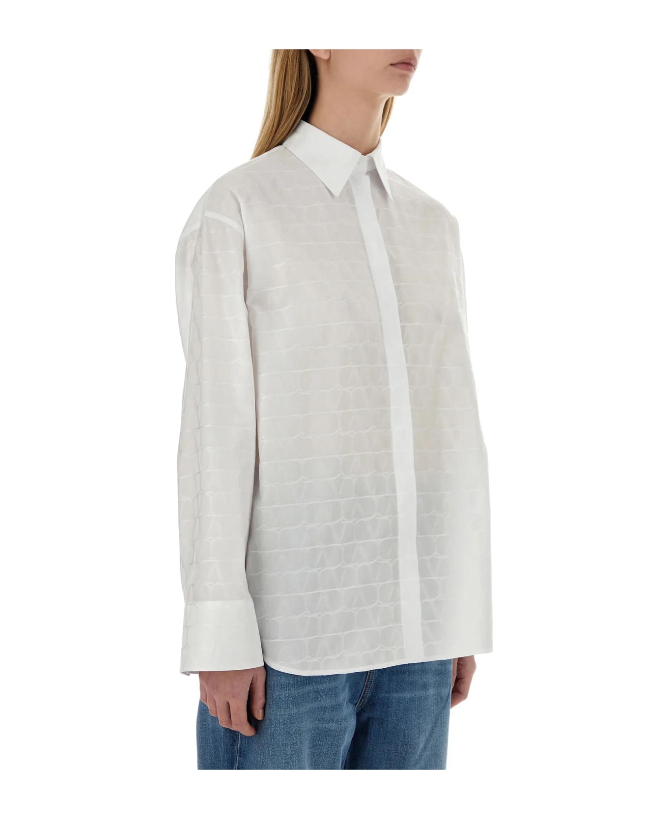Valentino pussy-bow Toile Iconographe Shirt - White