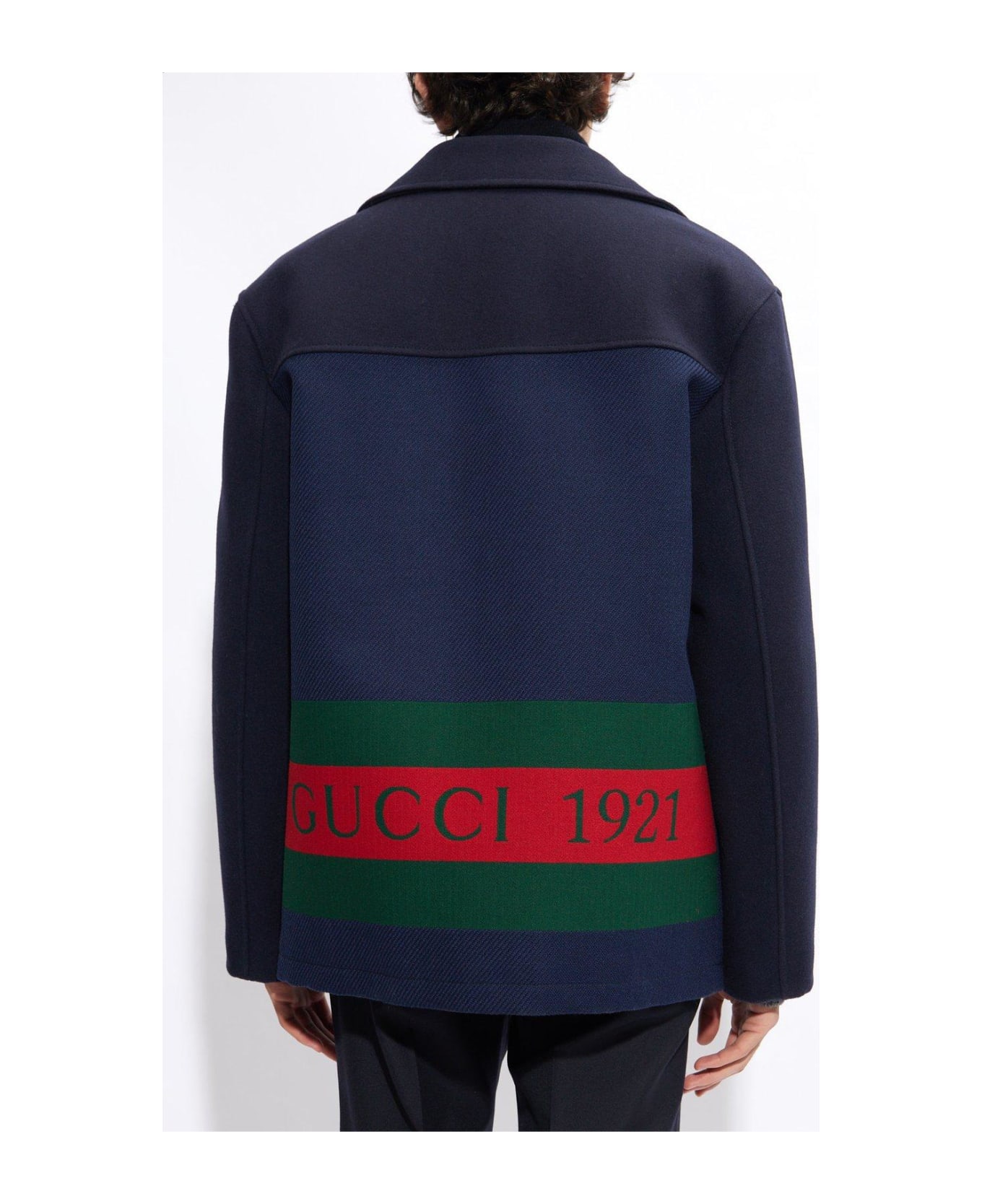 Gucci Collared Button-up Coat - Blue Green Red Mix コート