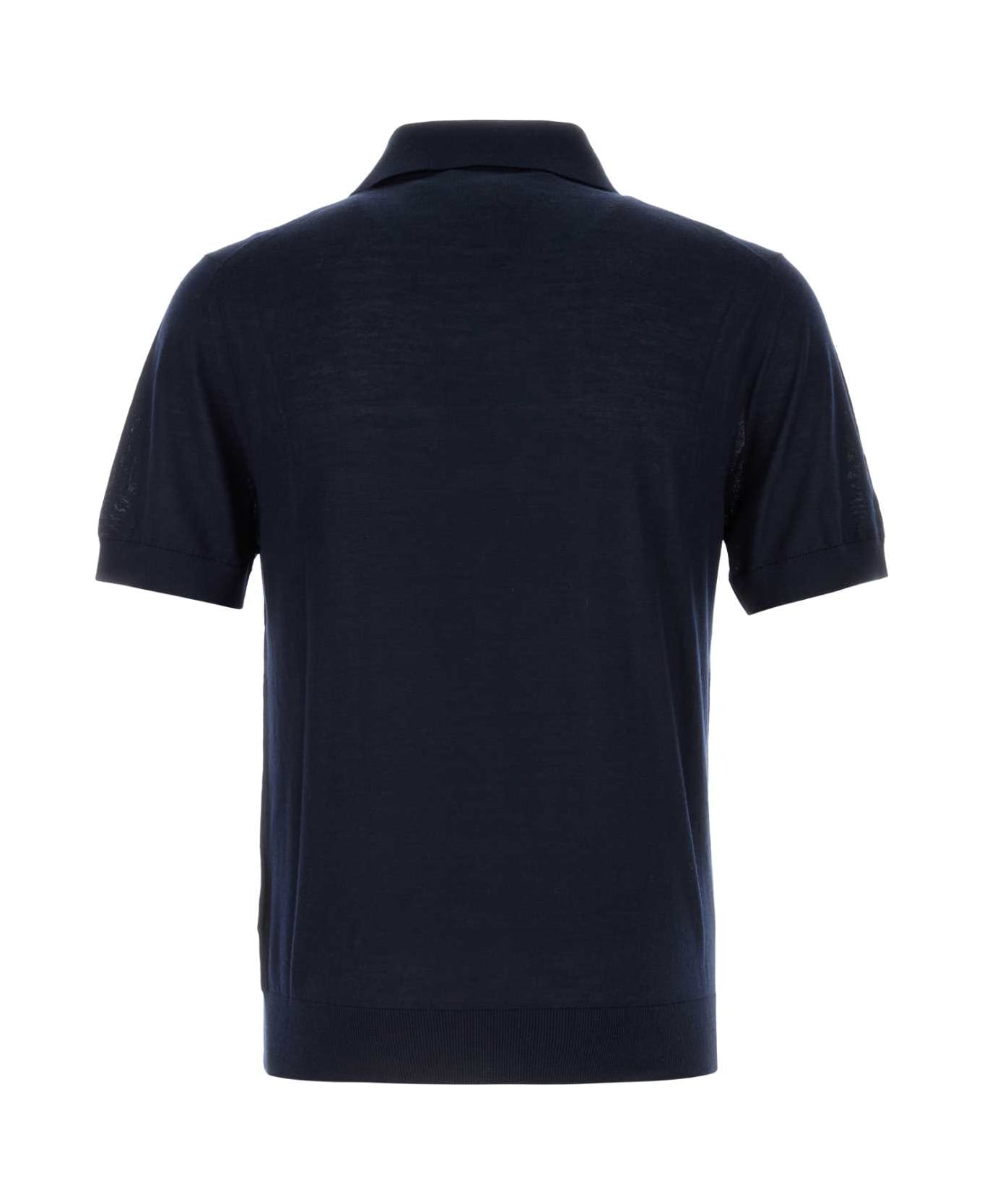 Prada Midnight Blue Cashmere Polo Shirt - BLEU