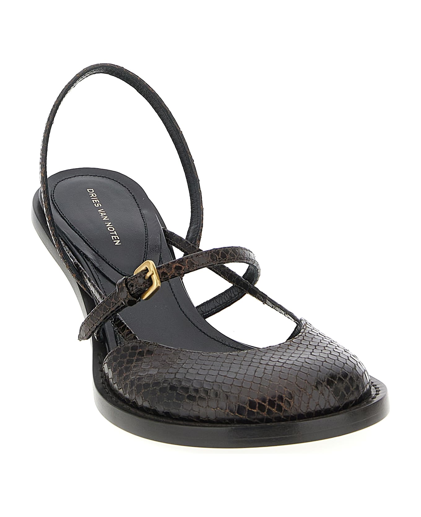 Dries Van Noten Leather Slingback - Brown