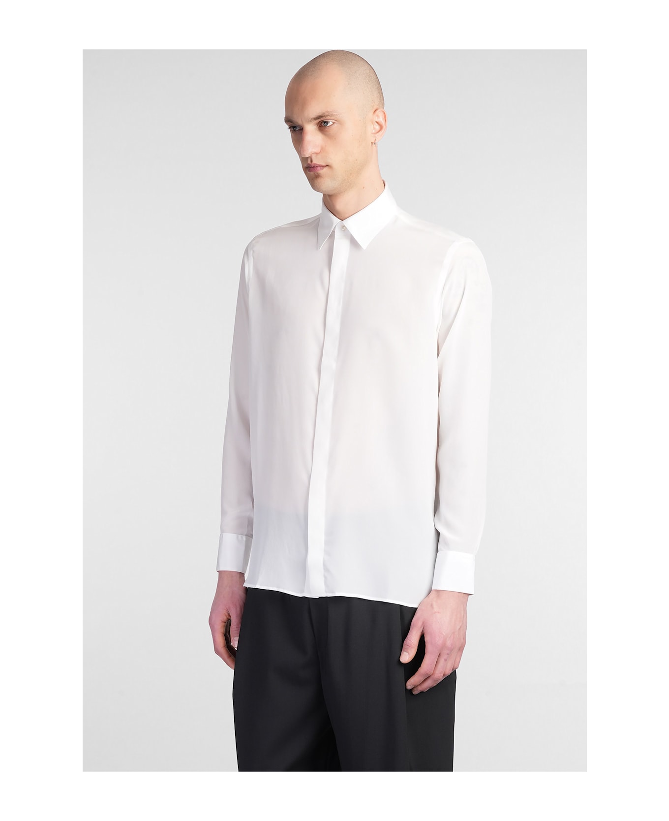 Laneus Shirt In White Silk - white