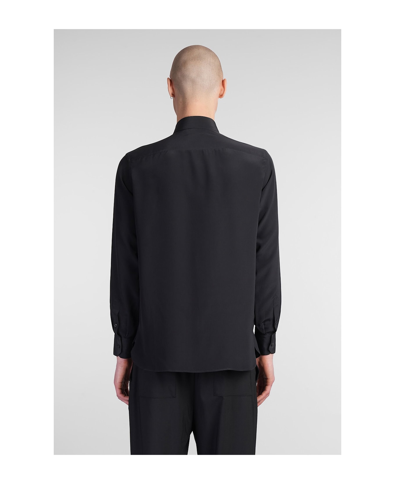 Laneus Shirt In Black Silk - black
