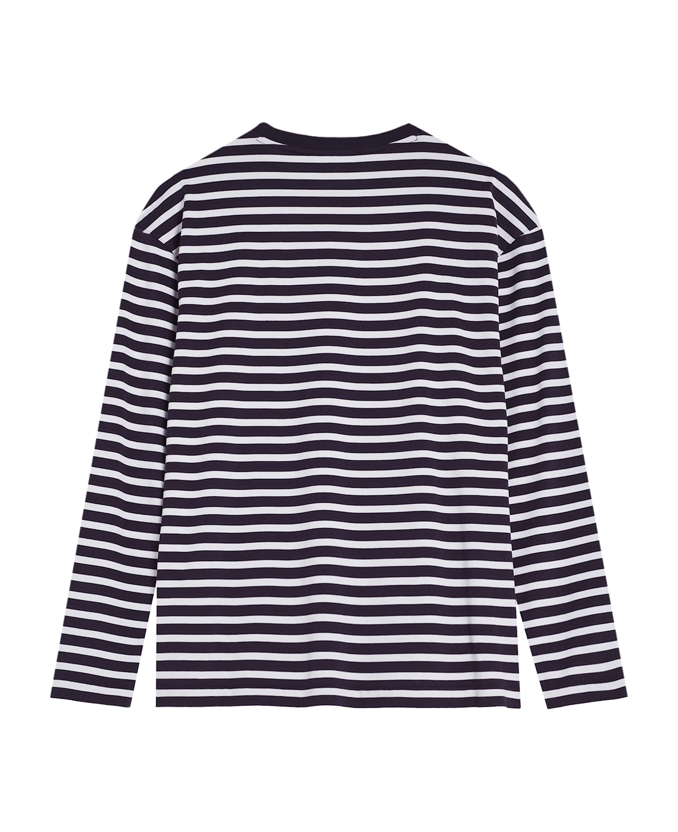 Maison Kitsuné Striped Cotton Sweater With Iconic Logo Patch - Blue