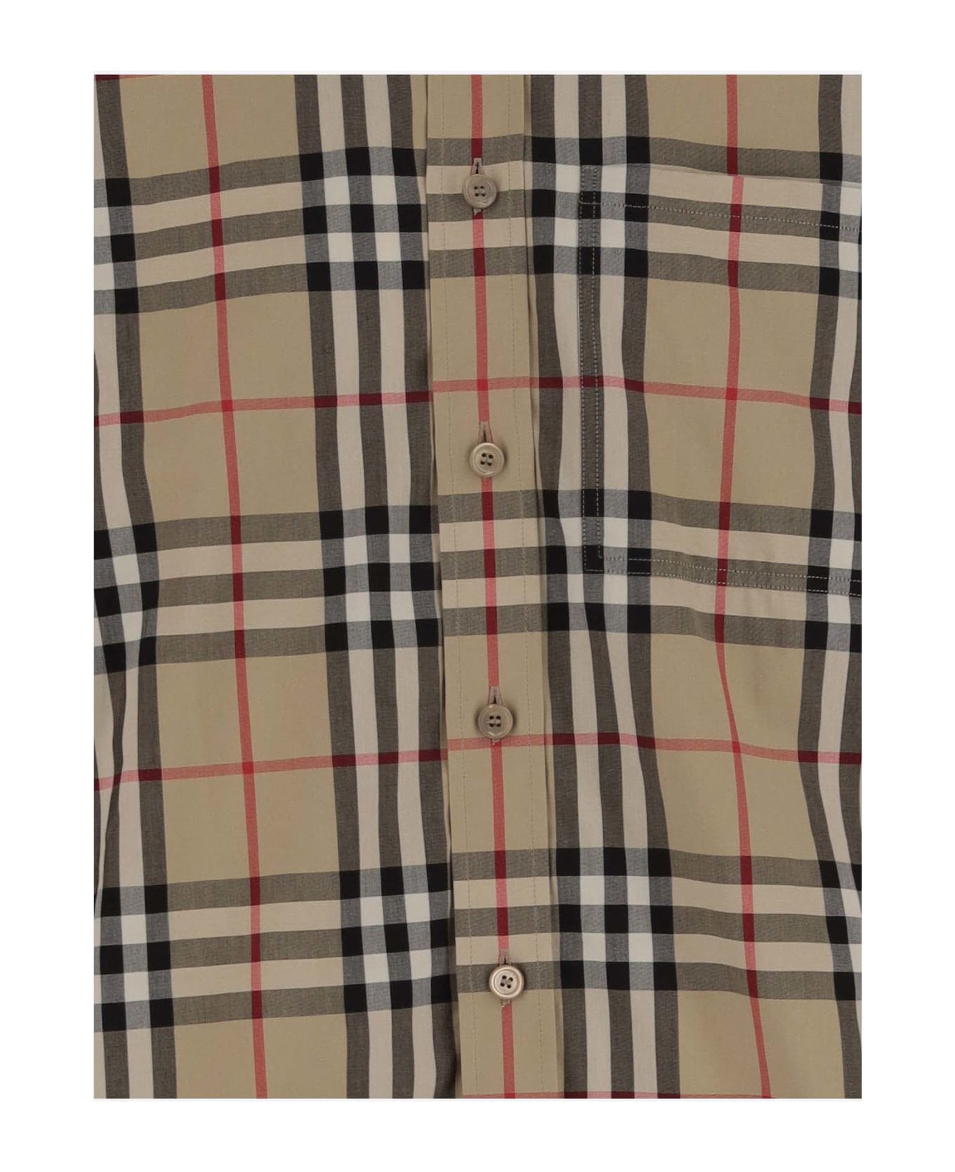 Burberry Cotton Poplin Shirt With Check Pattern - Red
