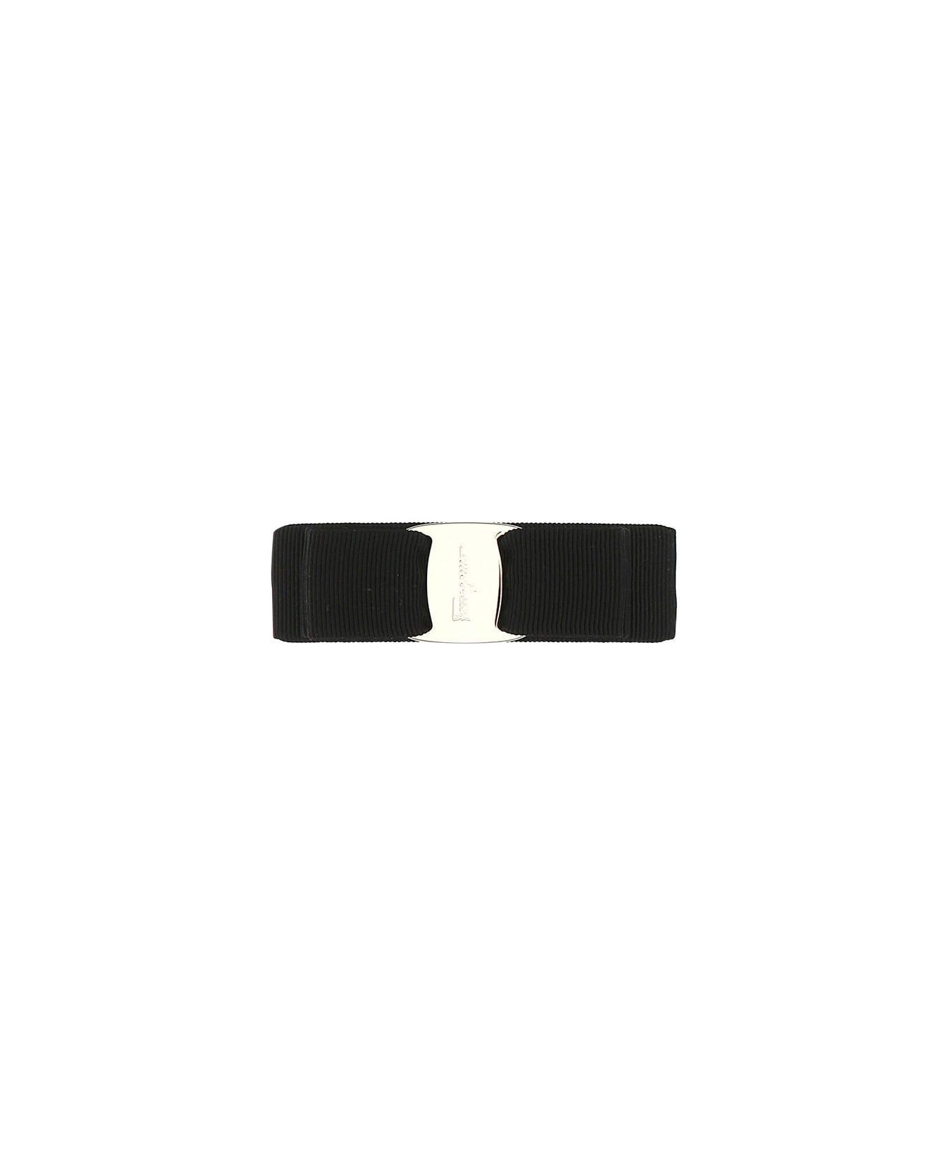 Ferragamo Black Fabric Hair Clip - BLACK ベルト