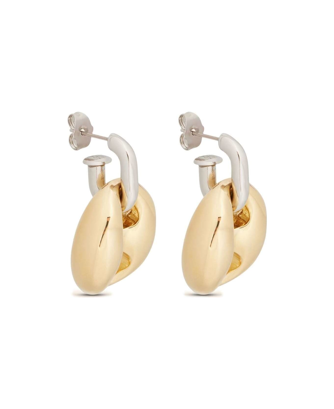 Paco Rabanne Silver And Gold 
xtra Eight Dang
 Earrings With Pressure Closure In Brass And Aluminum Woman - Metallic