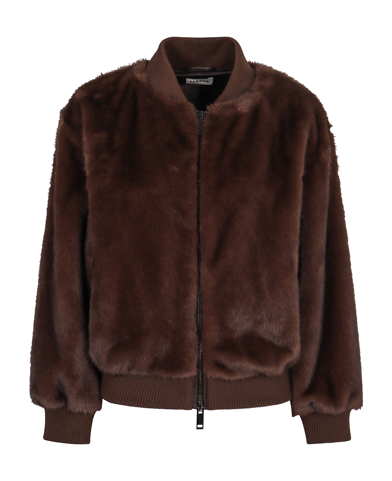 Parosh Bomber Jacket In Faux Fur - brown
