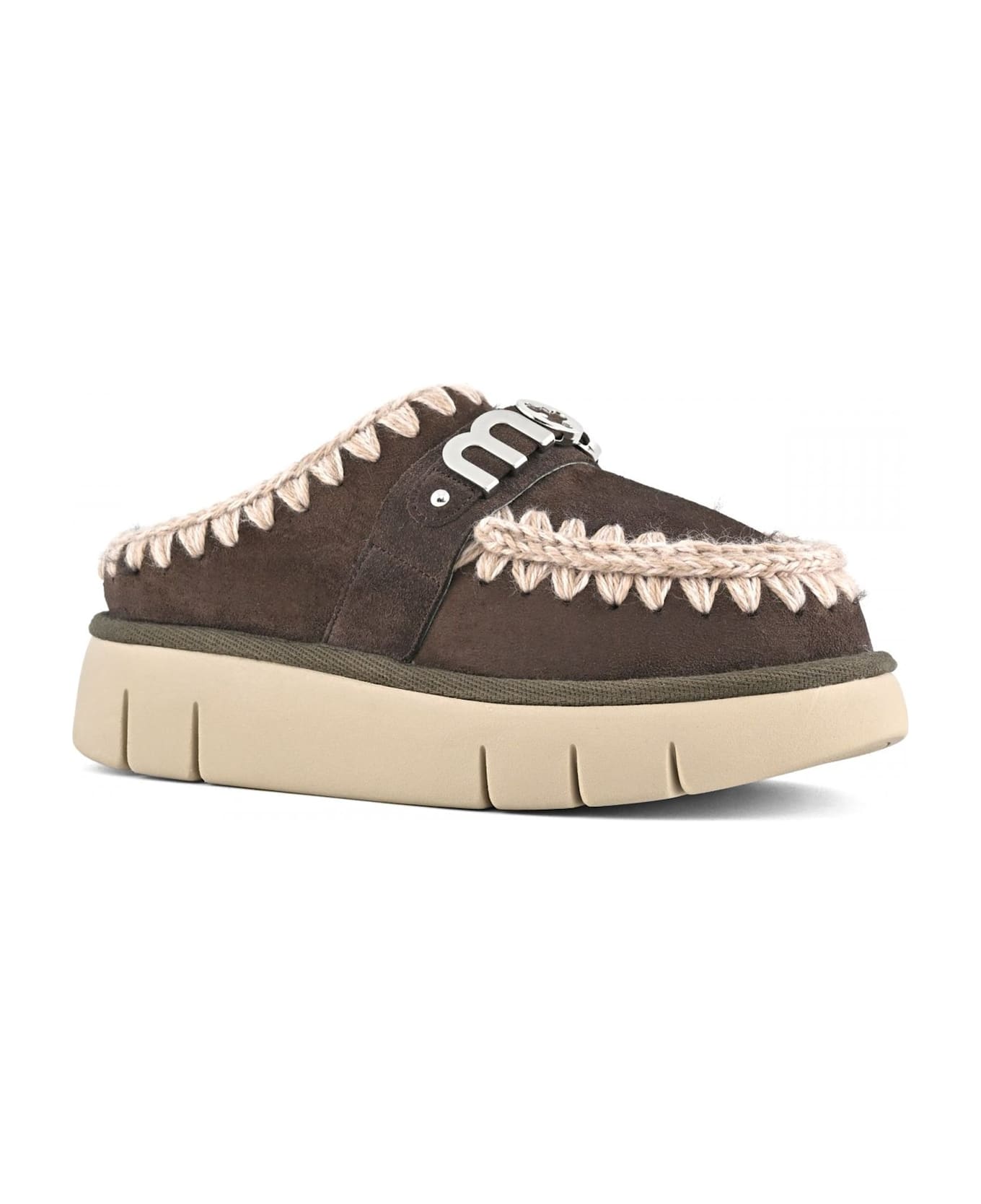 Mou Brown Double-face Sheepskin Bounce Clog - Brown