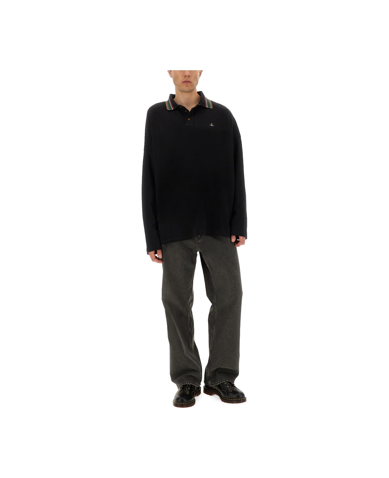 Vivienne Westwood Long-sleeved Polo Shirt - BLACK