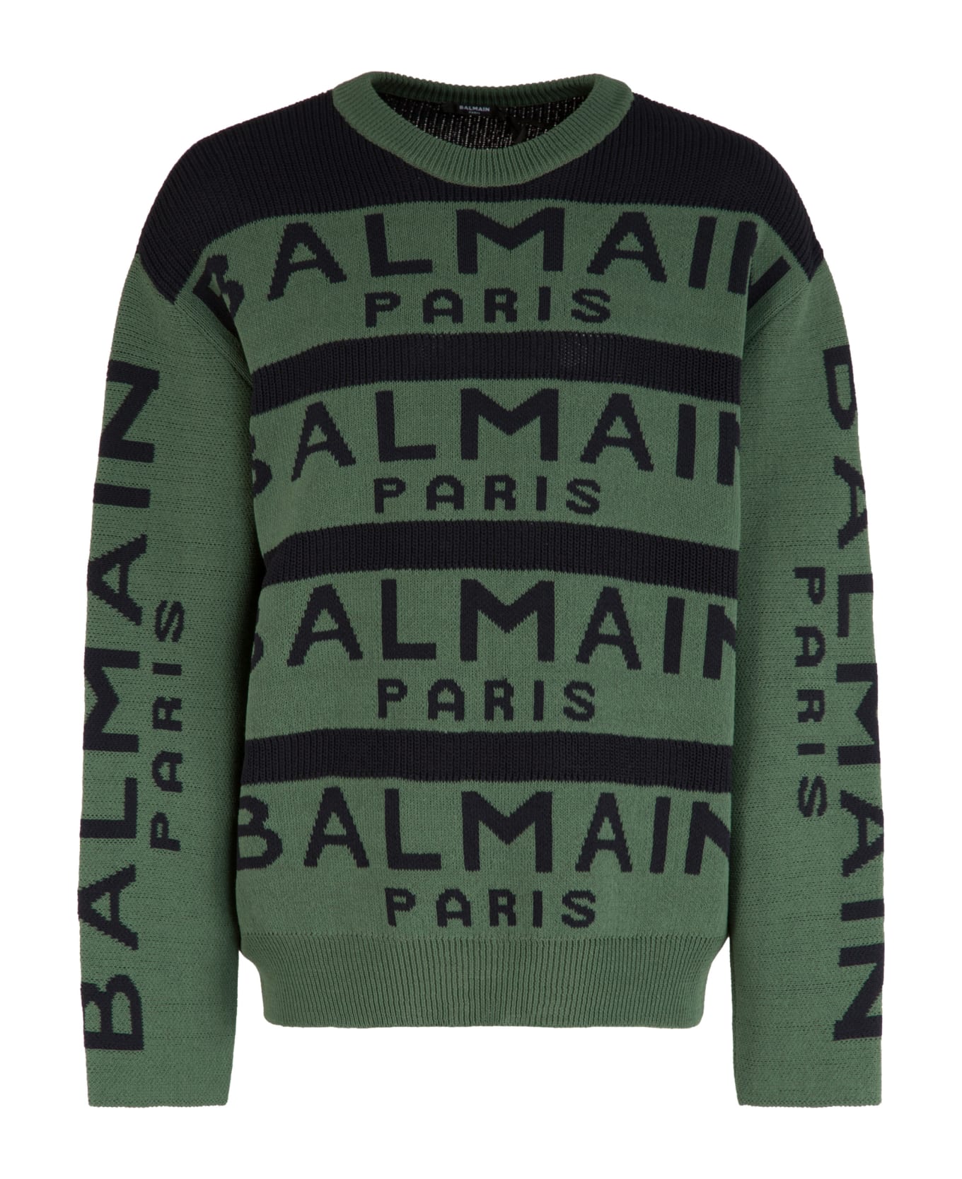 Balmain Wool-blend Crew-neck Sweater - green