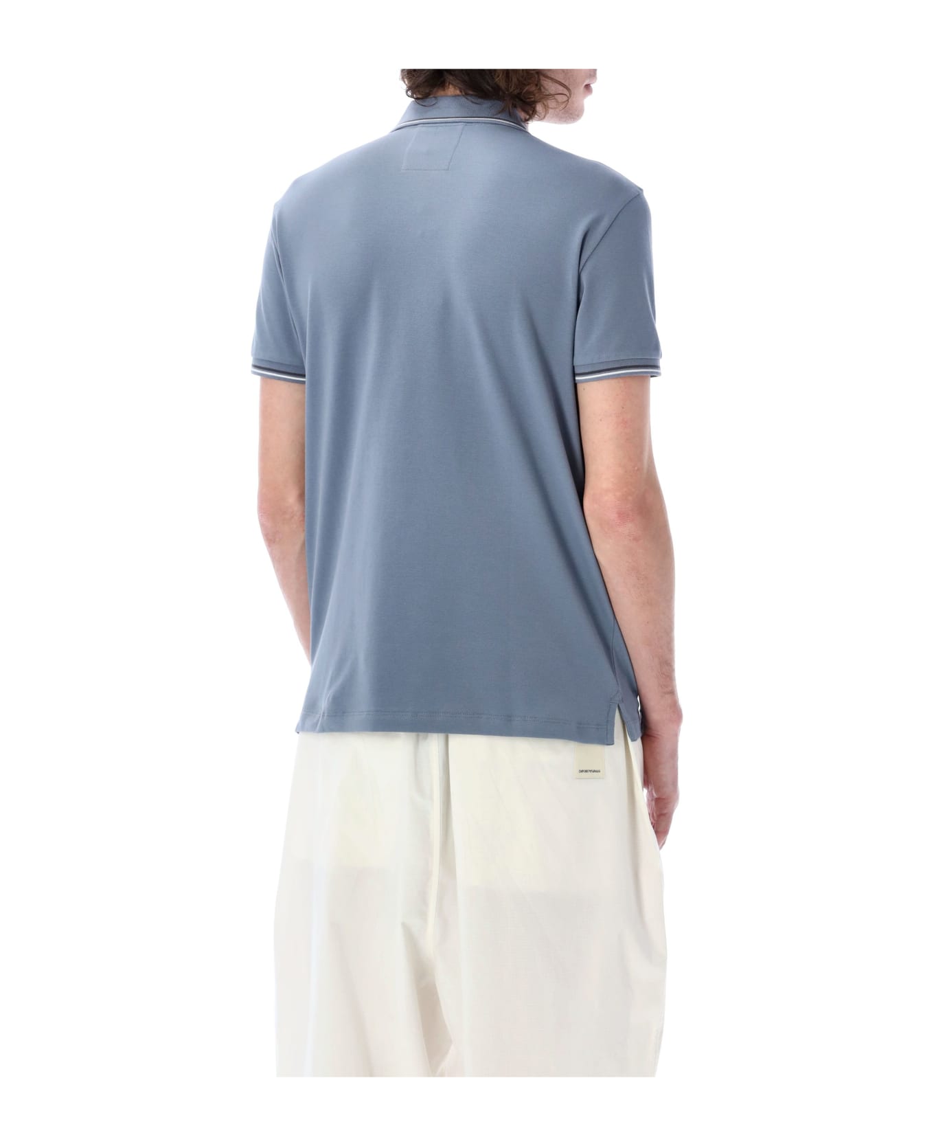 Emporio Armani Piqué Polo Shirt With Micro Eagle - Grey