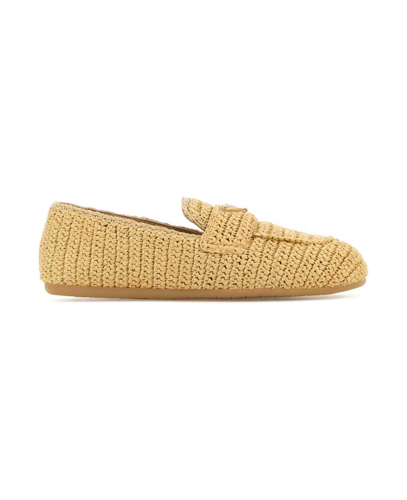 Prada Raffia Loafers - NATURALE