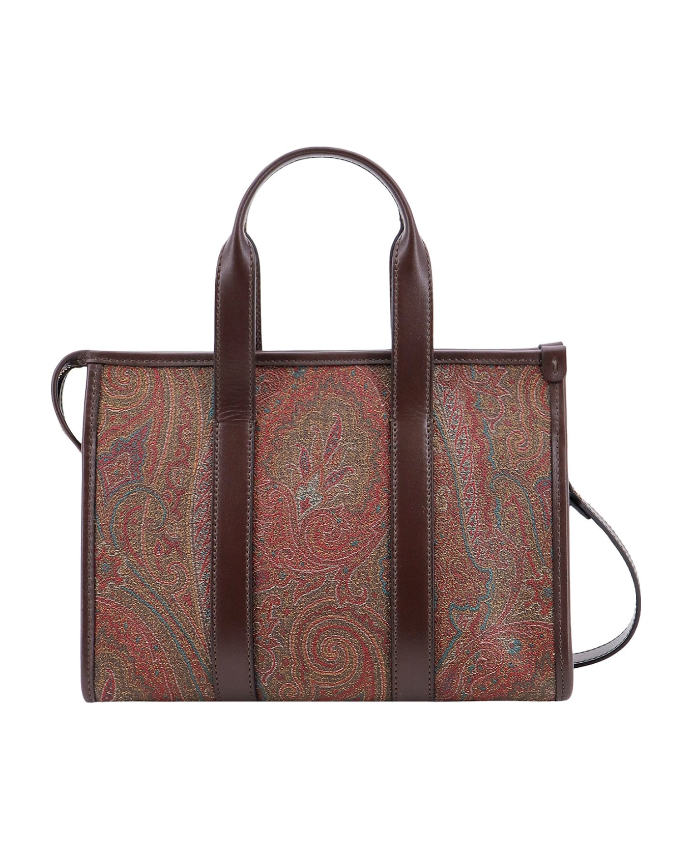 Etro Small Handle Bag Paisley Jacquard Fabric - Brown