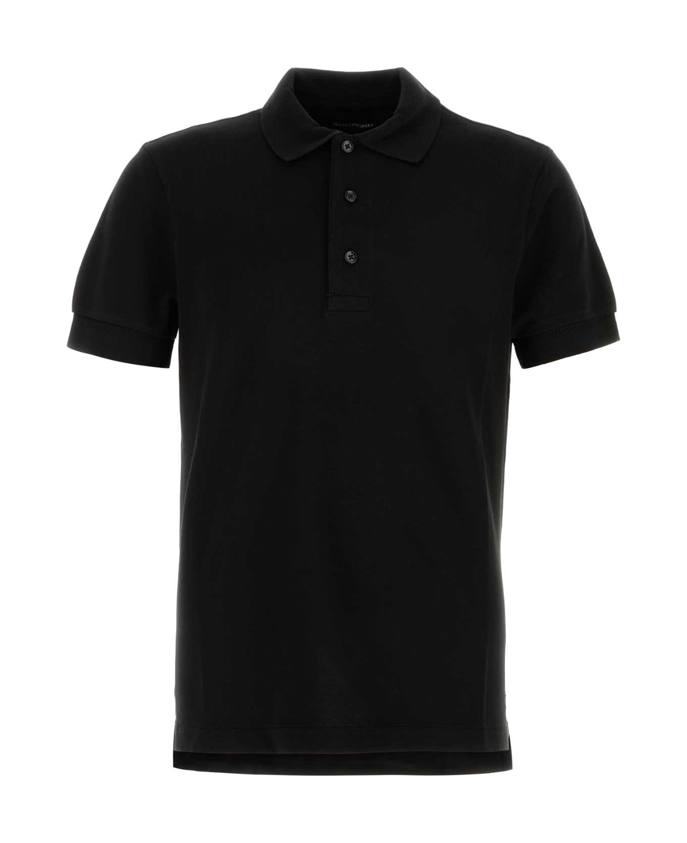 Tom Ford Black Piquet Polo Shirt - BLACK
