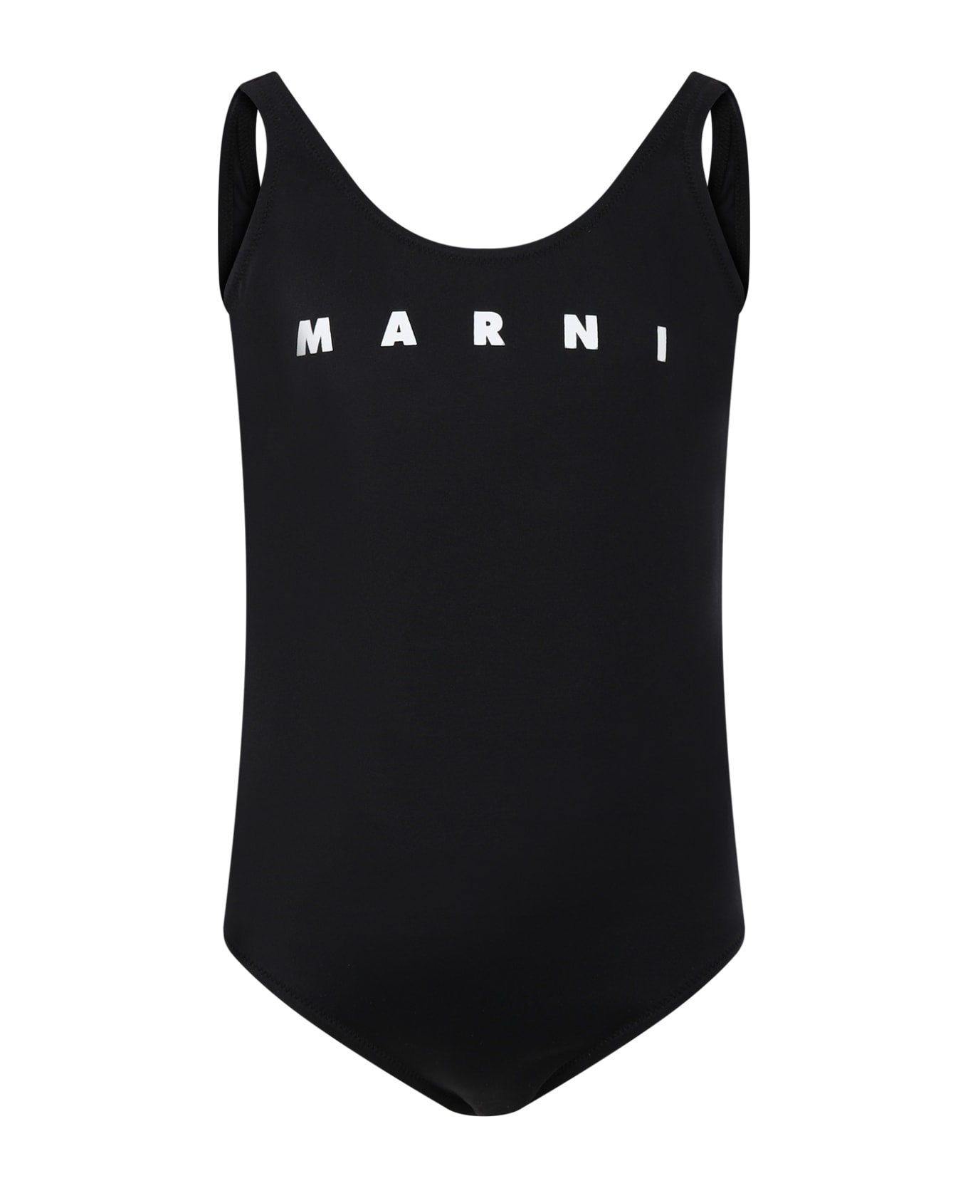 Marni Black Swimsuit For Girl With Logo - Black