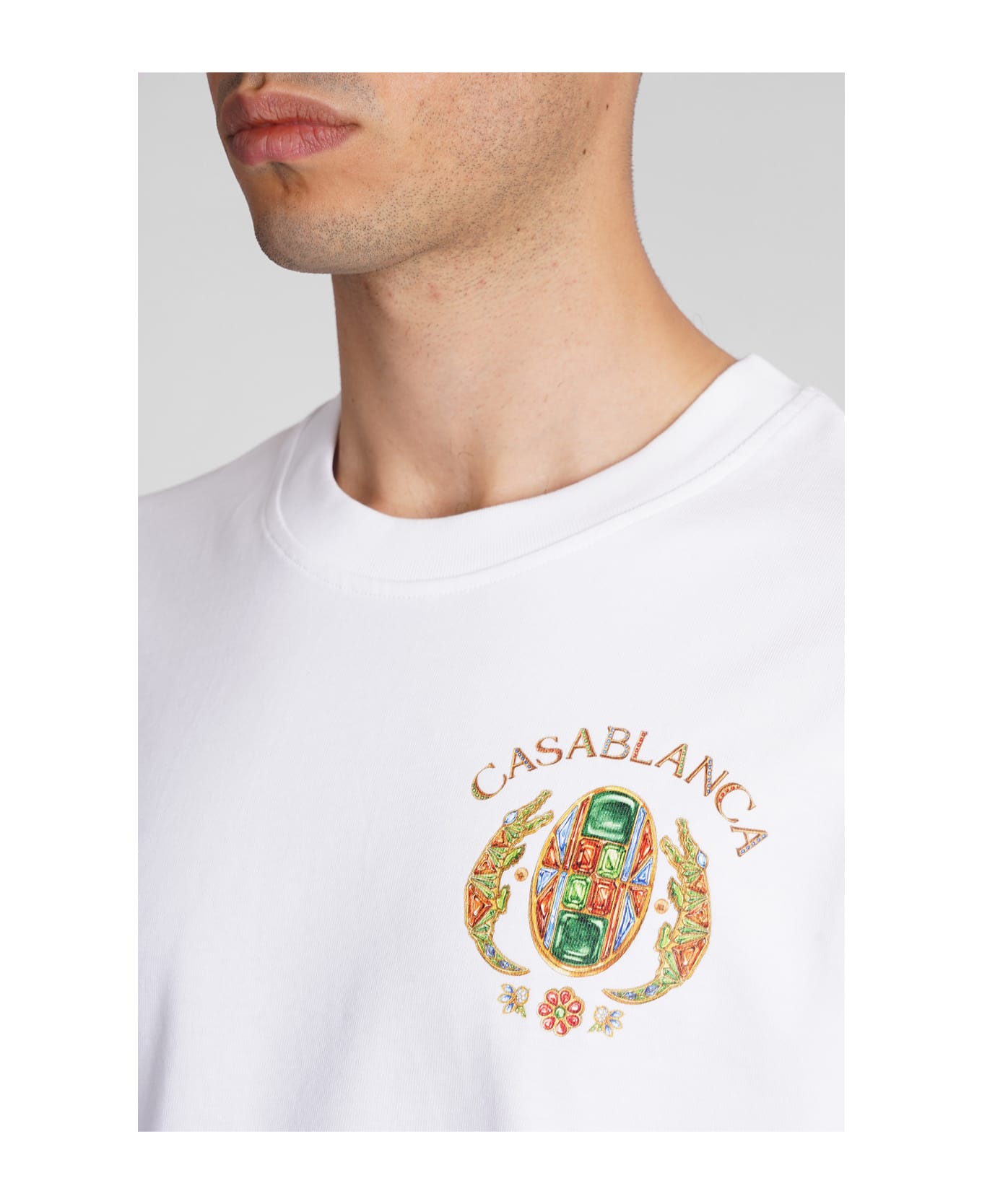 Casablanca T-shirt In White Cotton - white