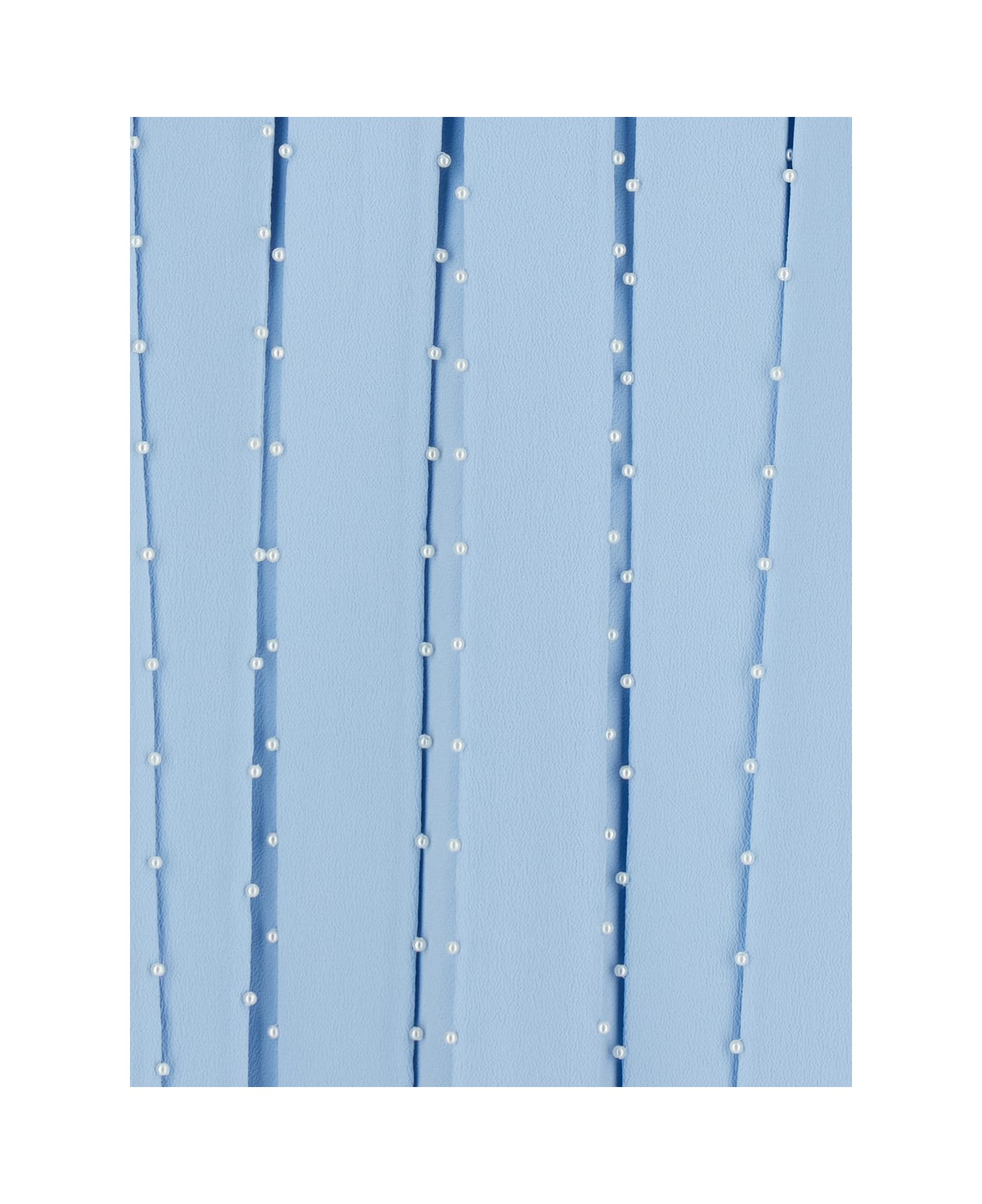 Giovanni Bedin Light Blue Sleeveless Midi Dress With V Neck And Pearl Embellishments In Silk Blend Woman - Light blue