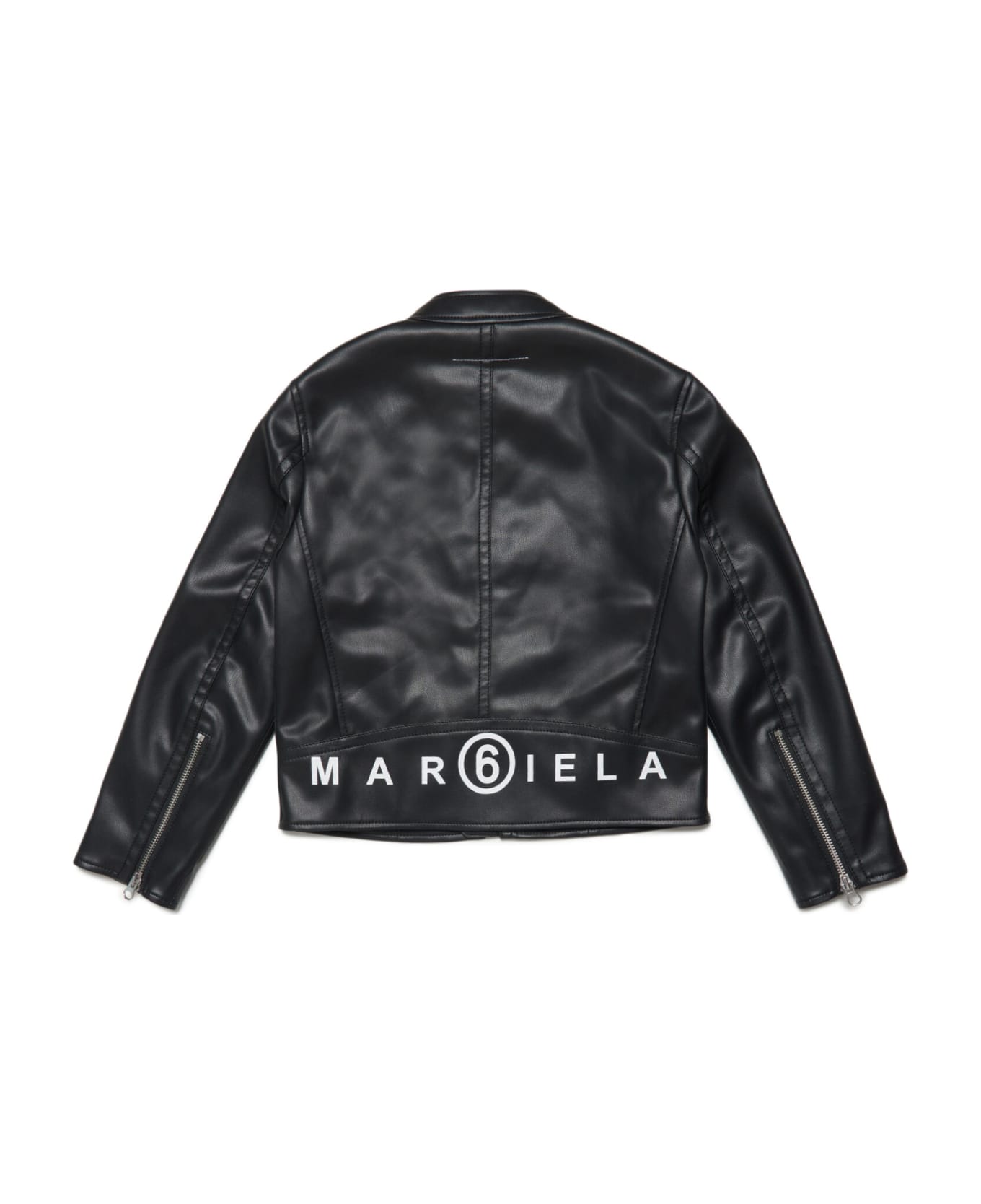 MM6 Maison Margiela Mm6j15au Jacket Maison Margiela Black Fake Leather Jacket With Logo - Black