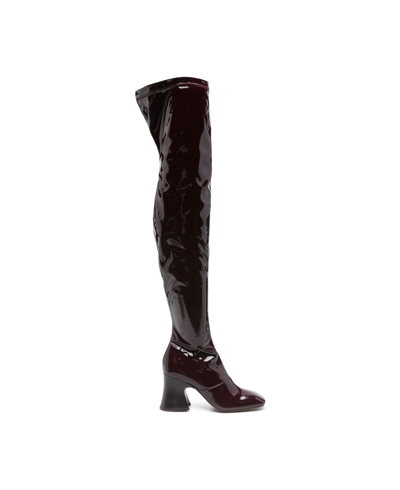 Chloé Janies Patent Leather Boots - Bordeaux
