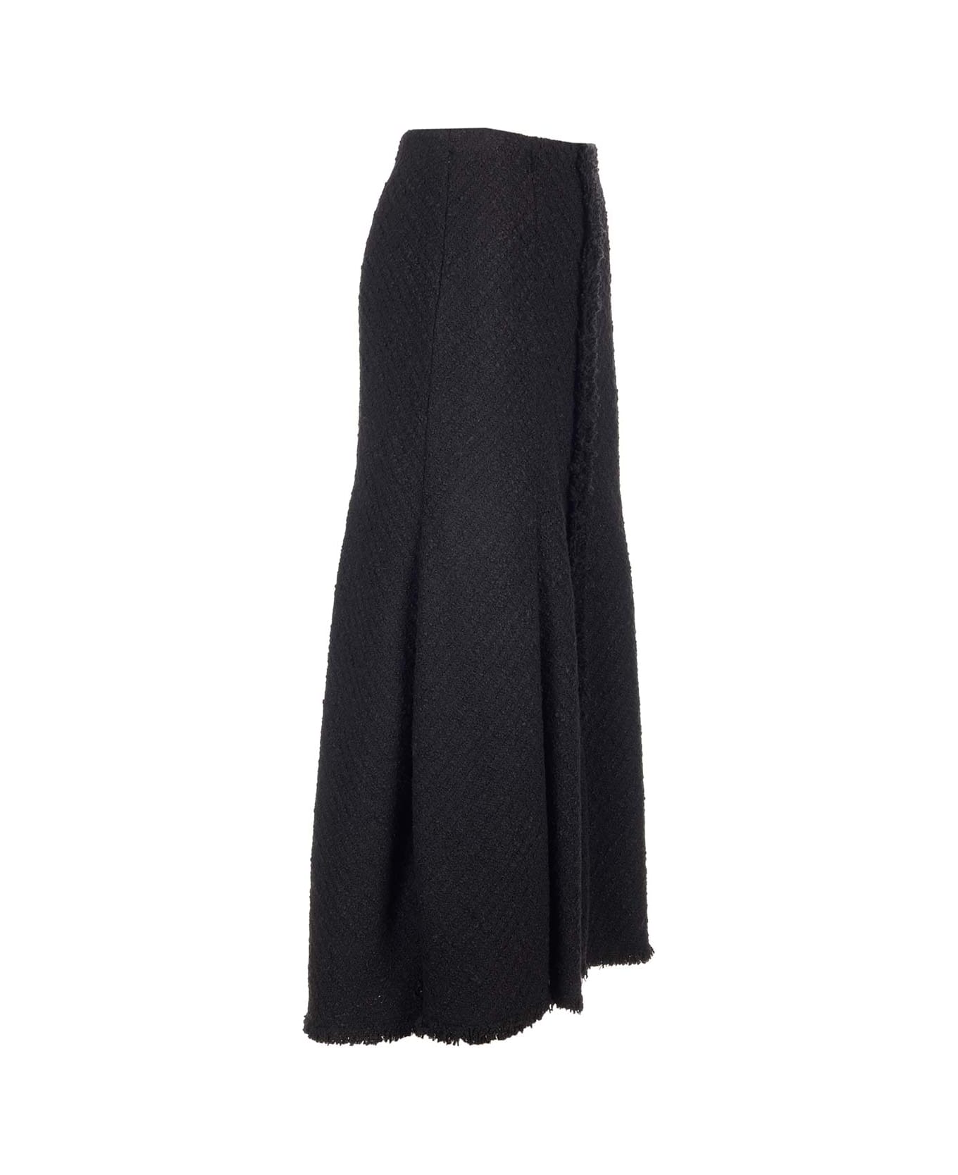 Del Core Tweed Midi Skirt - Black