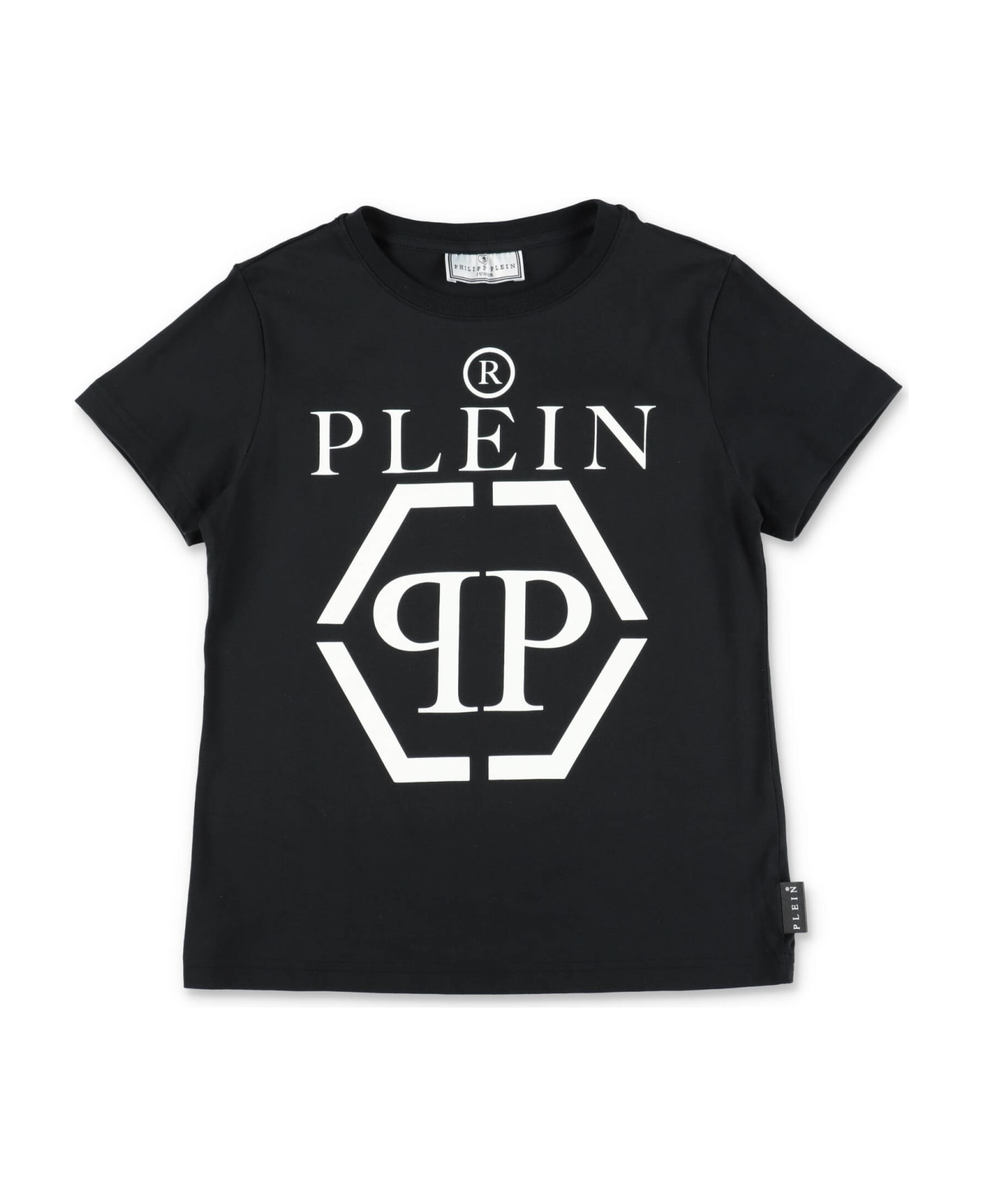 Philipp Plein Junior Philipp Plein T-shirt Nera Skull In Jersey Di Cotone Bambino - Nero