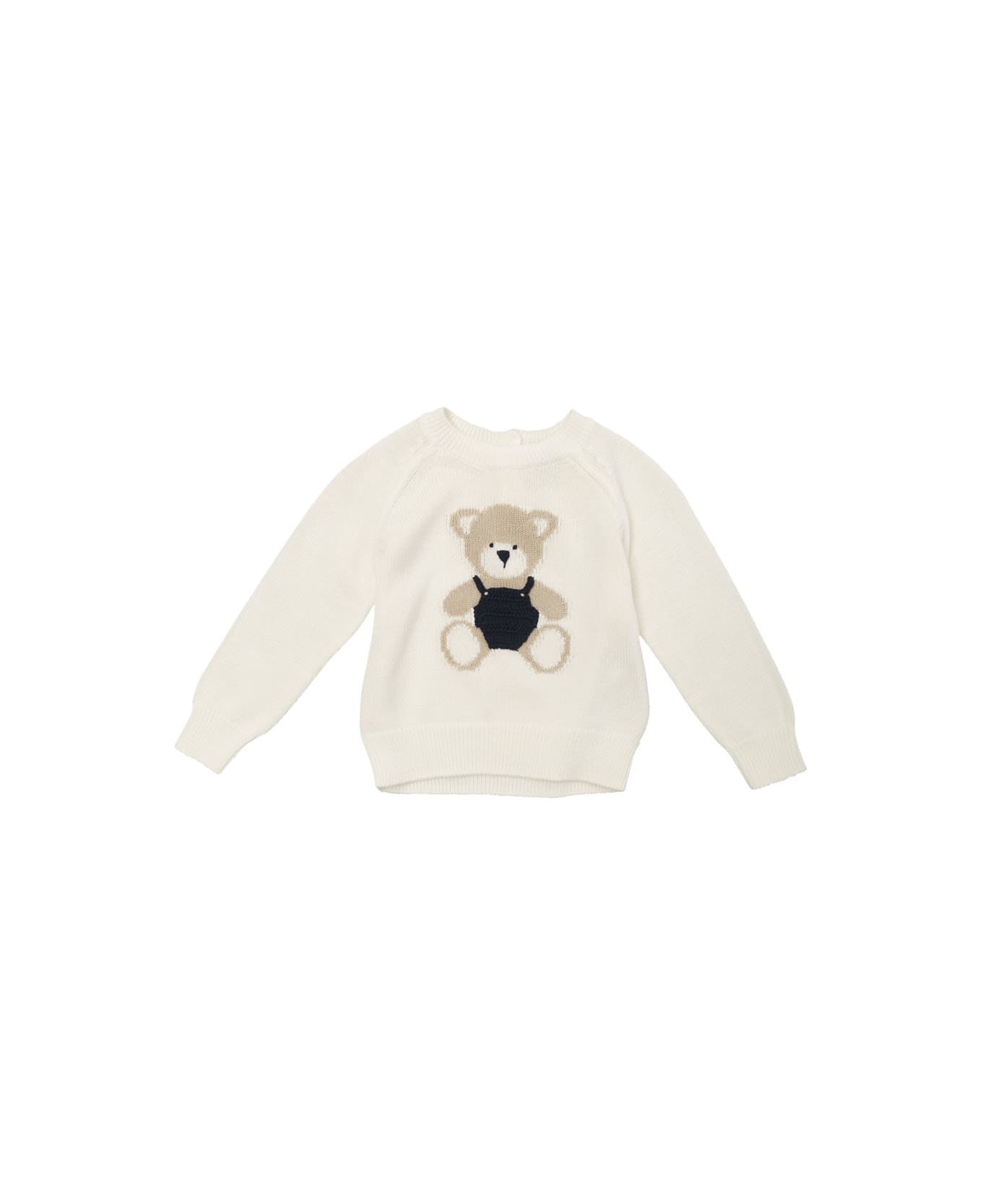 Il Gufo White Sweatshirt With Teddy Bear In Cotton Baby - White ニットウェア＆スウェットシャツ