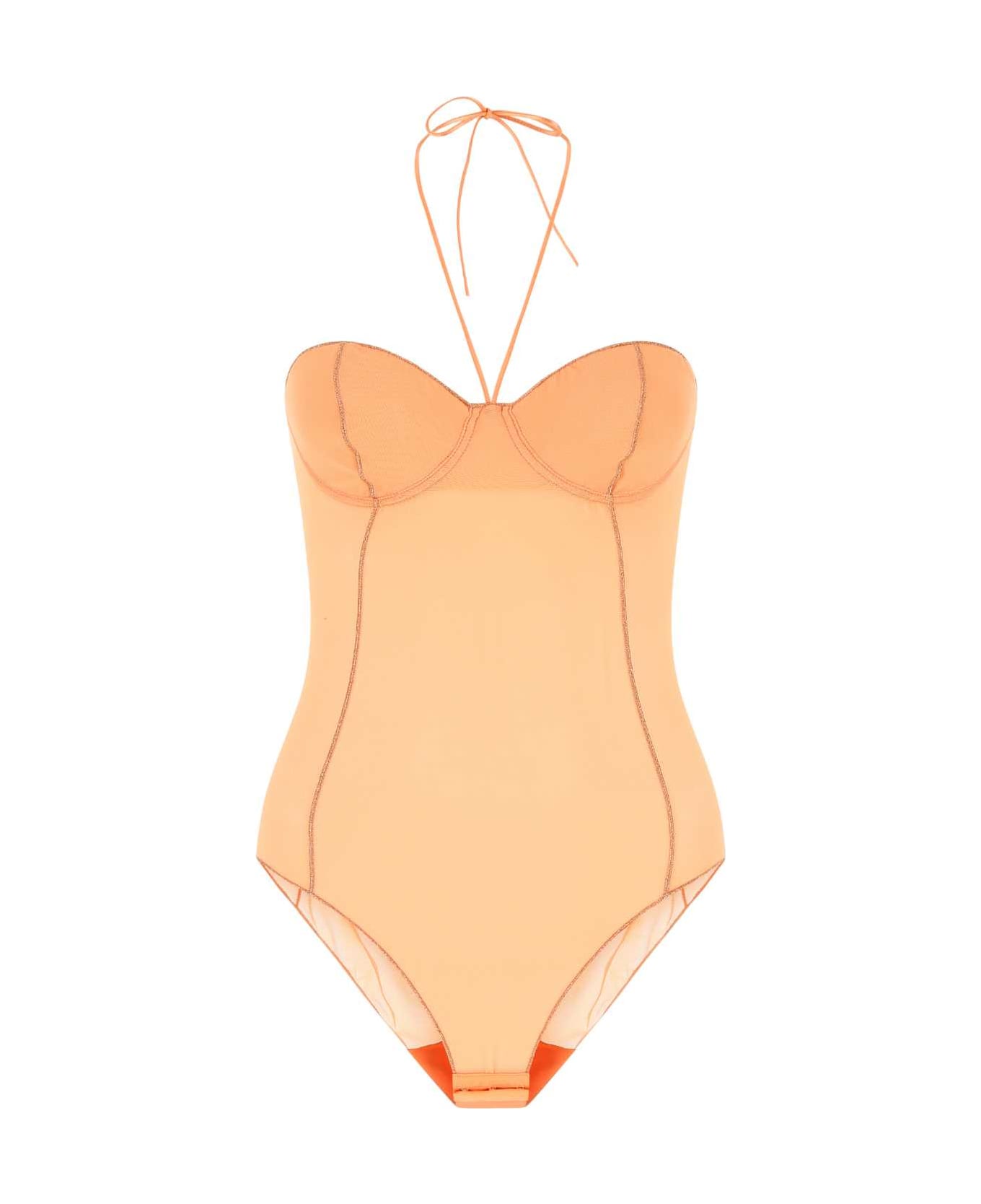 Oseree Peach Mesh Underwear Bodysuit - PEACH
