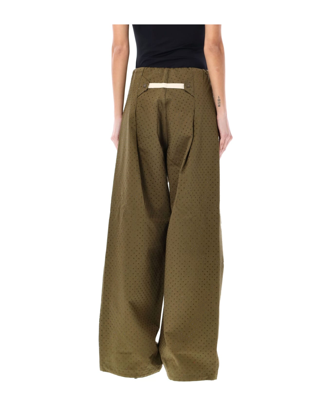DARKPARK Daisy Crystal Studded Pants - MILITARY GREEN