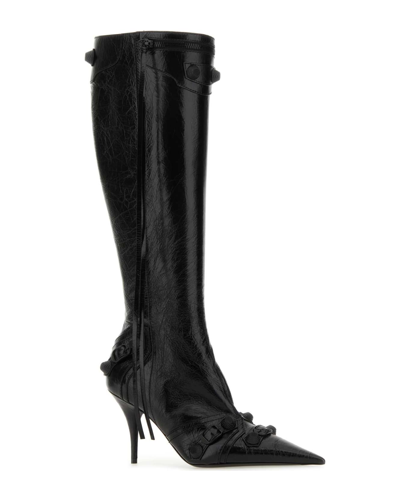 Balenciaga Black Leather Cagole Boots - BLACKBLACK