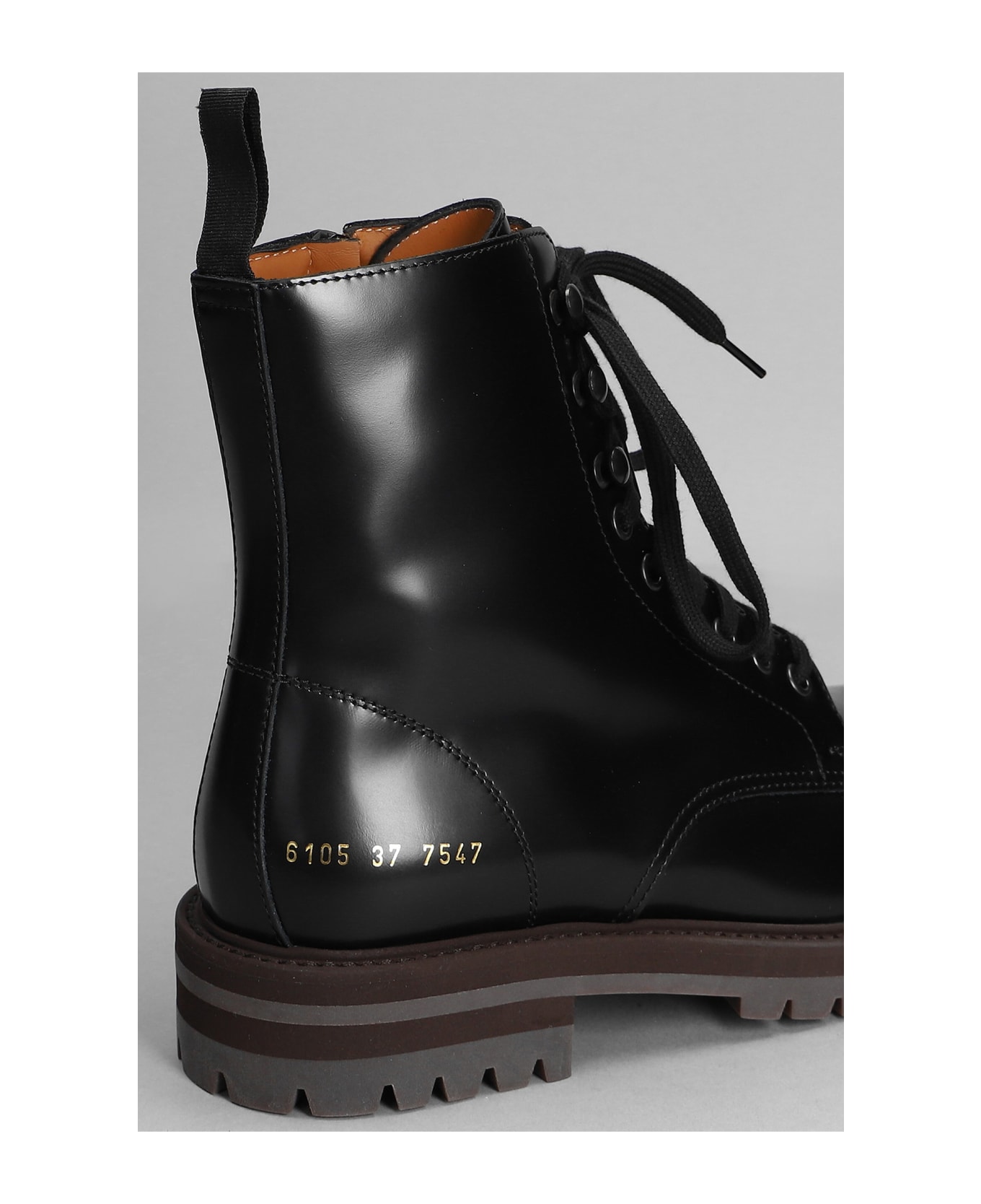 Common Projects Combat Boot Combat Boots In Black Leather - Black