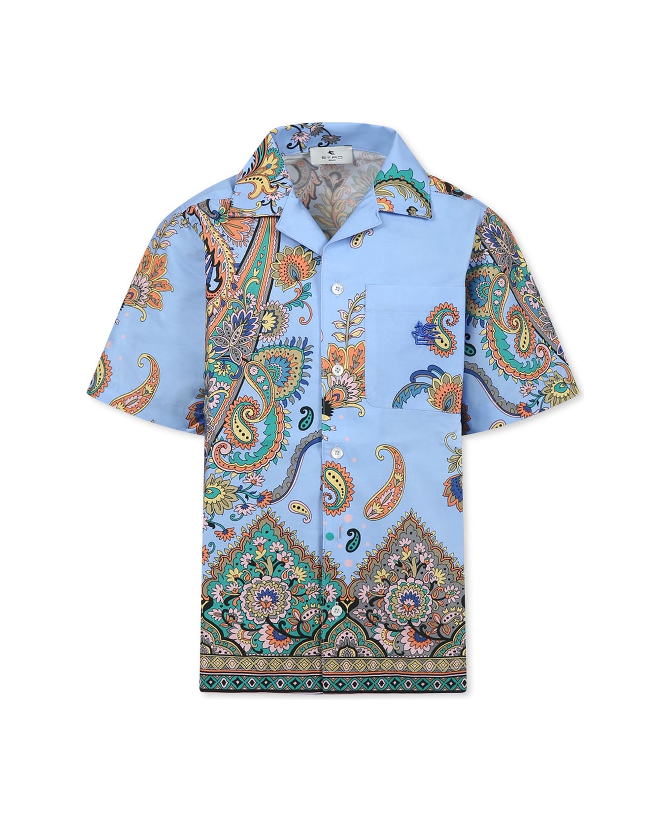 Etro Light Blue Shirt For Boy With Paisley Print - Light Blue