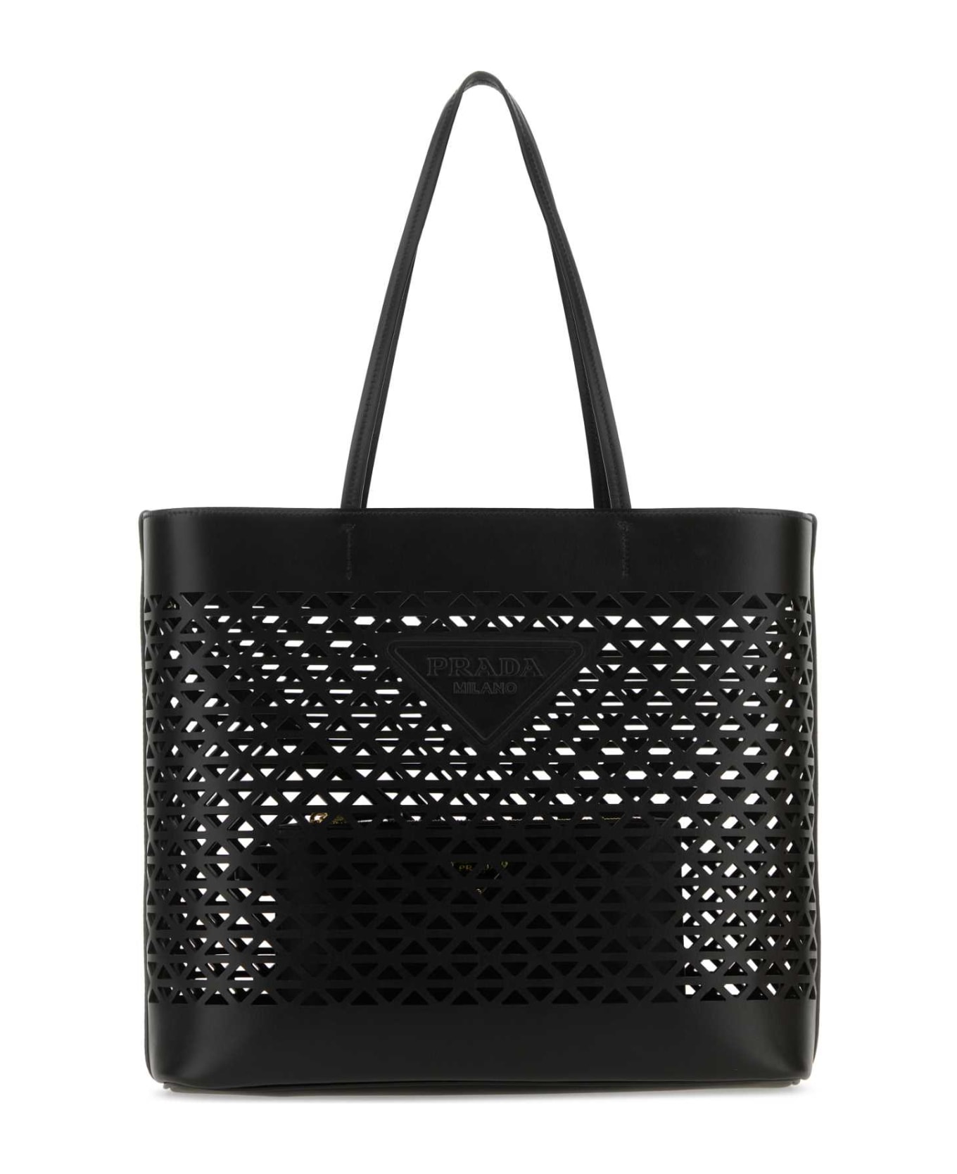 Prada Black Leather Shopping Bag - NERO