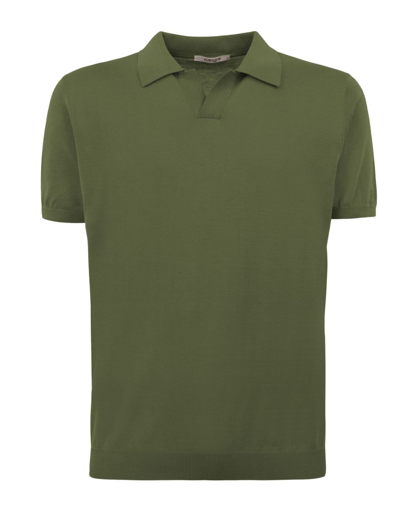 Kangra Green Silk And Cotton Shaved Polo Shirt - Green ポロシャツ