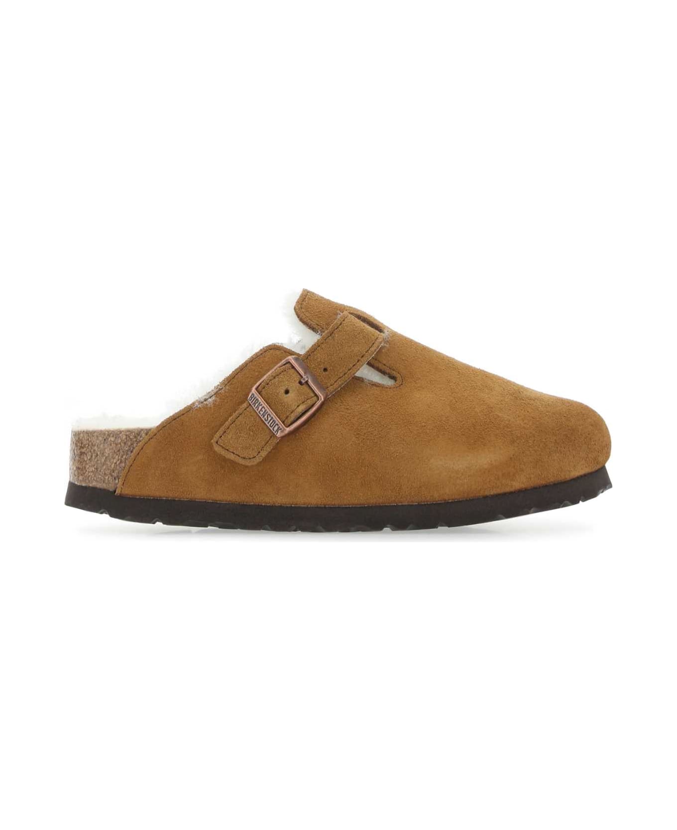 Birkenstock Camel Suede Boston Slippers - MINK