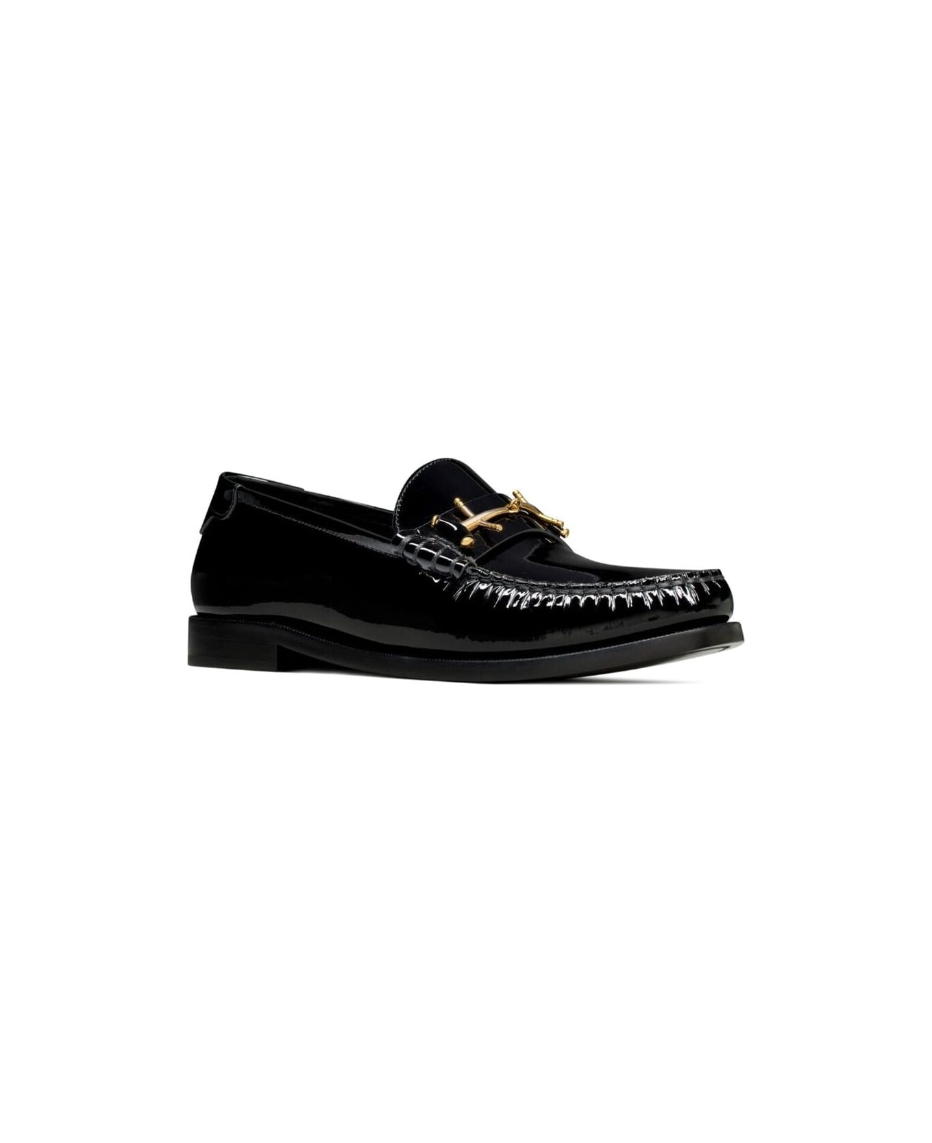 Saint Laurent Le Loafer Penny Slippers In Black Patent Leather Woman - Black フラットシューズ