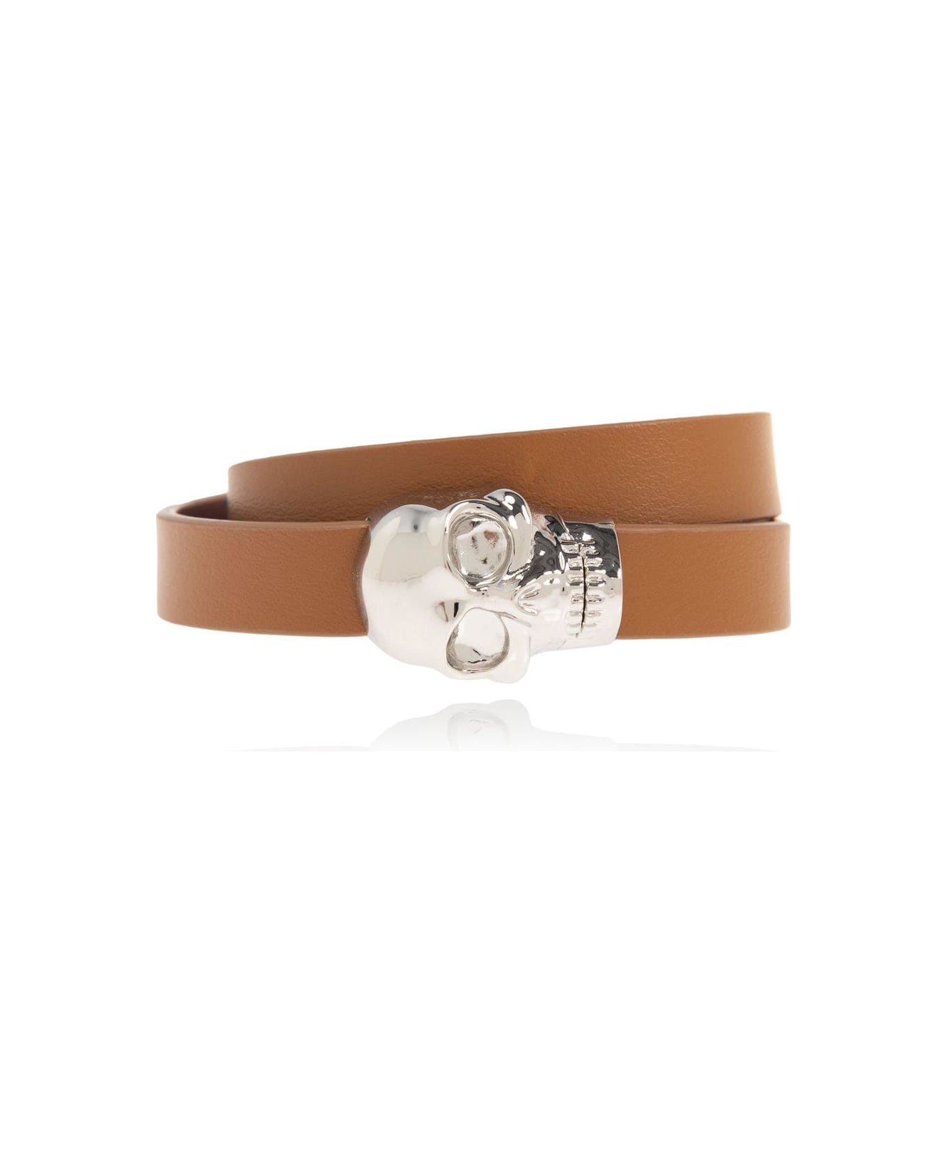 Alexander McQueen Skull Double Wrap Bracelet - PECAN/PALLADIUM