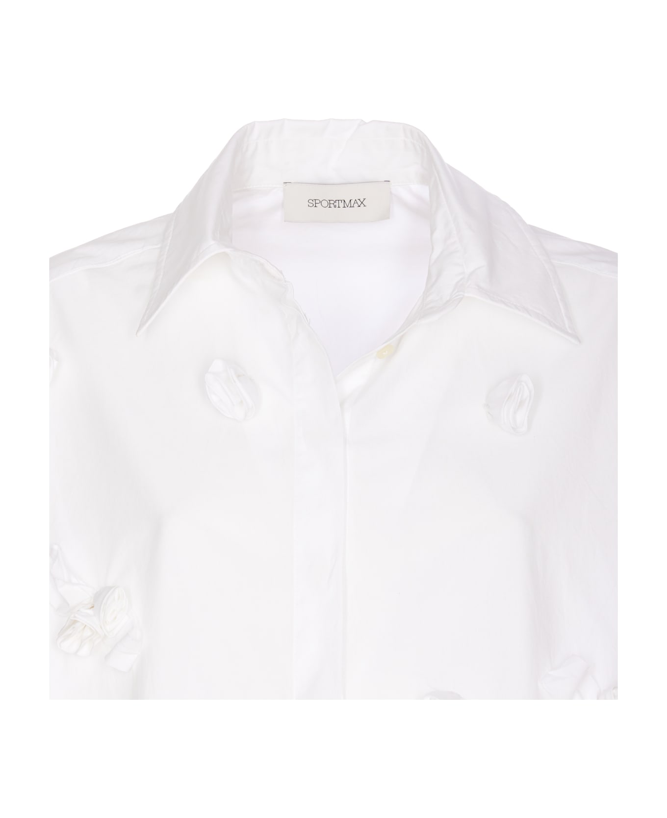 SportMax Oversized 3d Rose Detail Shirt - white