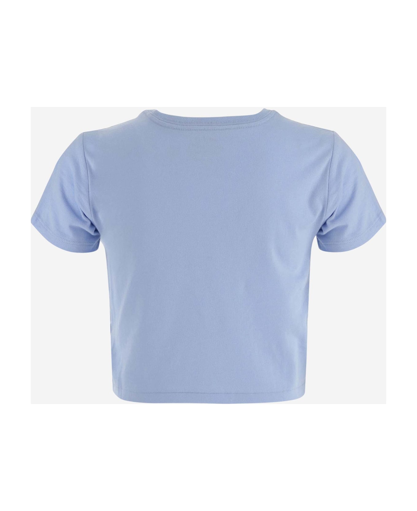 Polo Ralph Lauren Cotton Crop T-shirt With Logo - Clear Blue