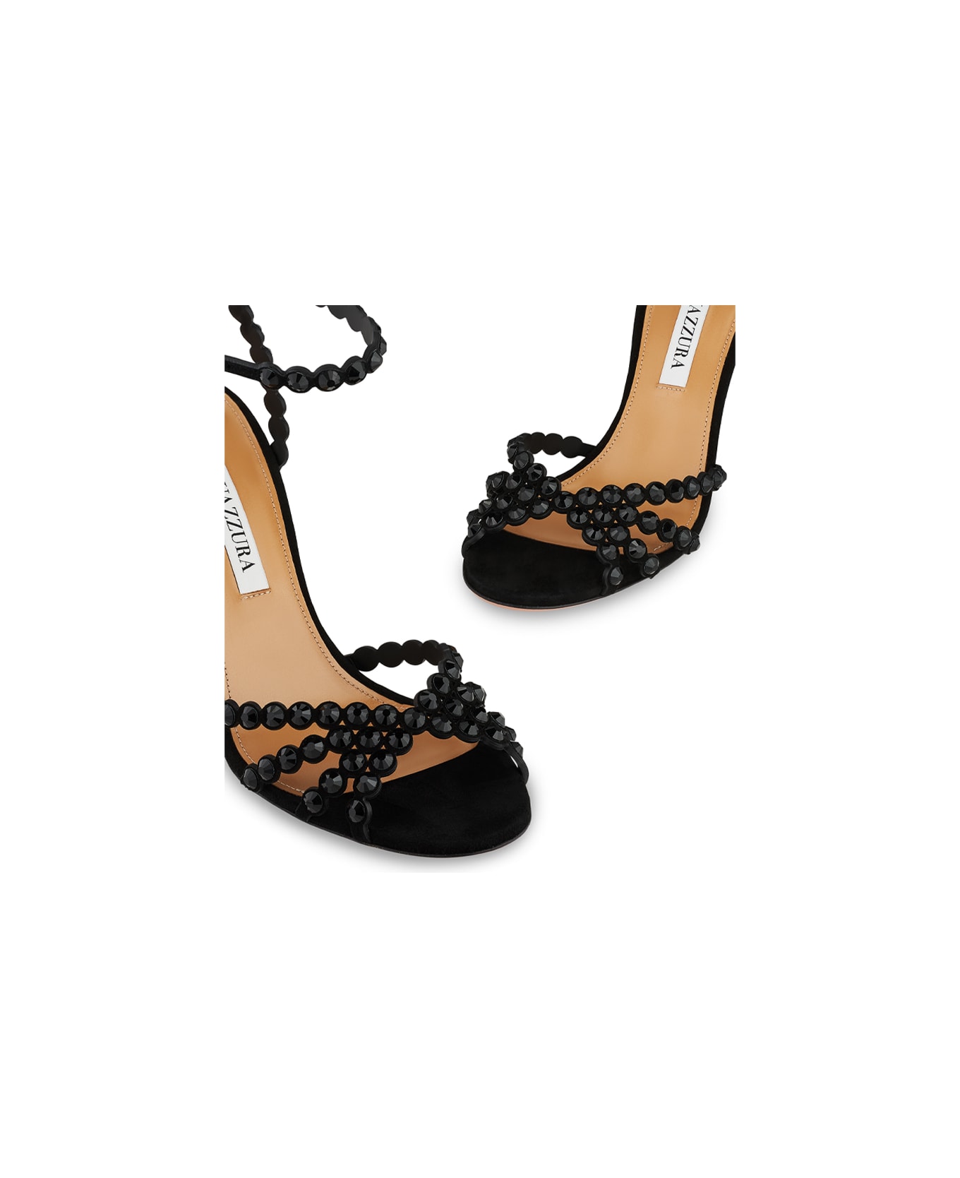 Aquazzura Tequila Embellished Open Toe Sandals - Black