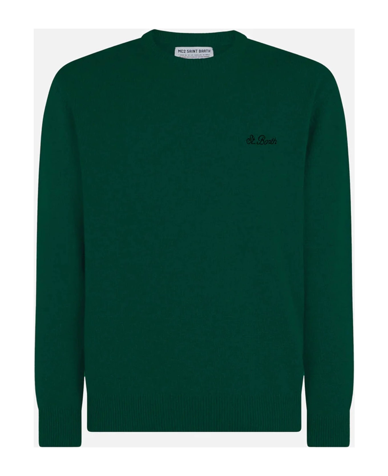 MC2 Saint Barth Green Sweater Regent In Lambswool - APPLE GREEN