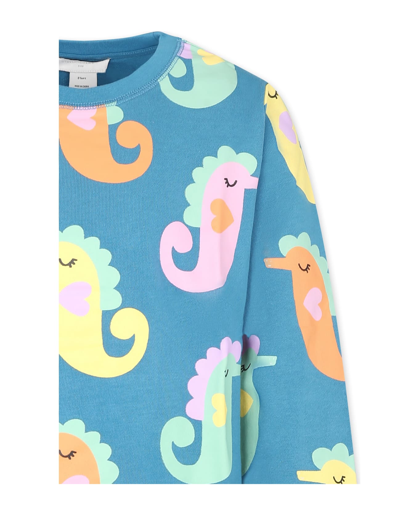 Stella McCartney Kids Blue Suit For Girl With Seahorses - Blue