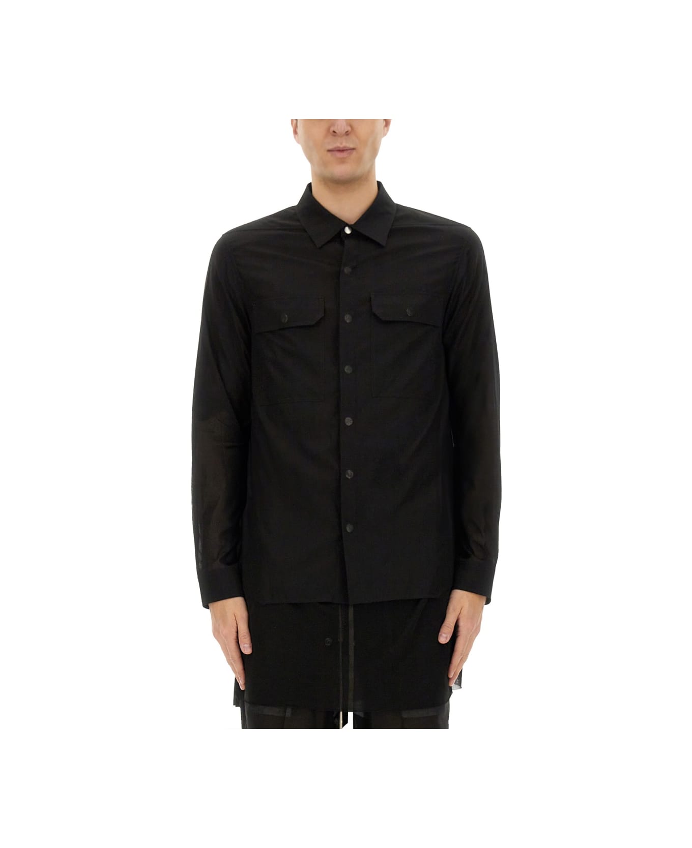 Rick Owens Outershirt In Celadon - BLACK