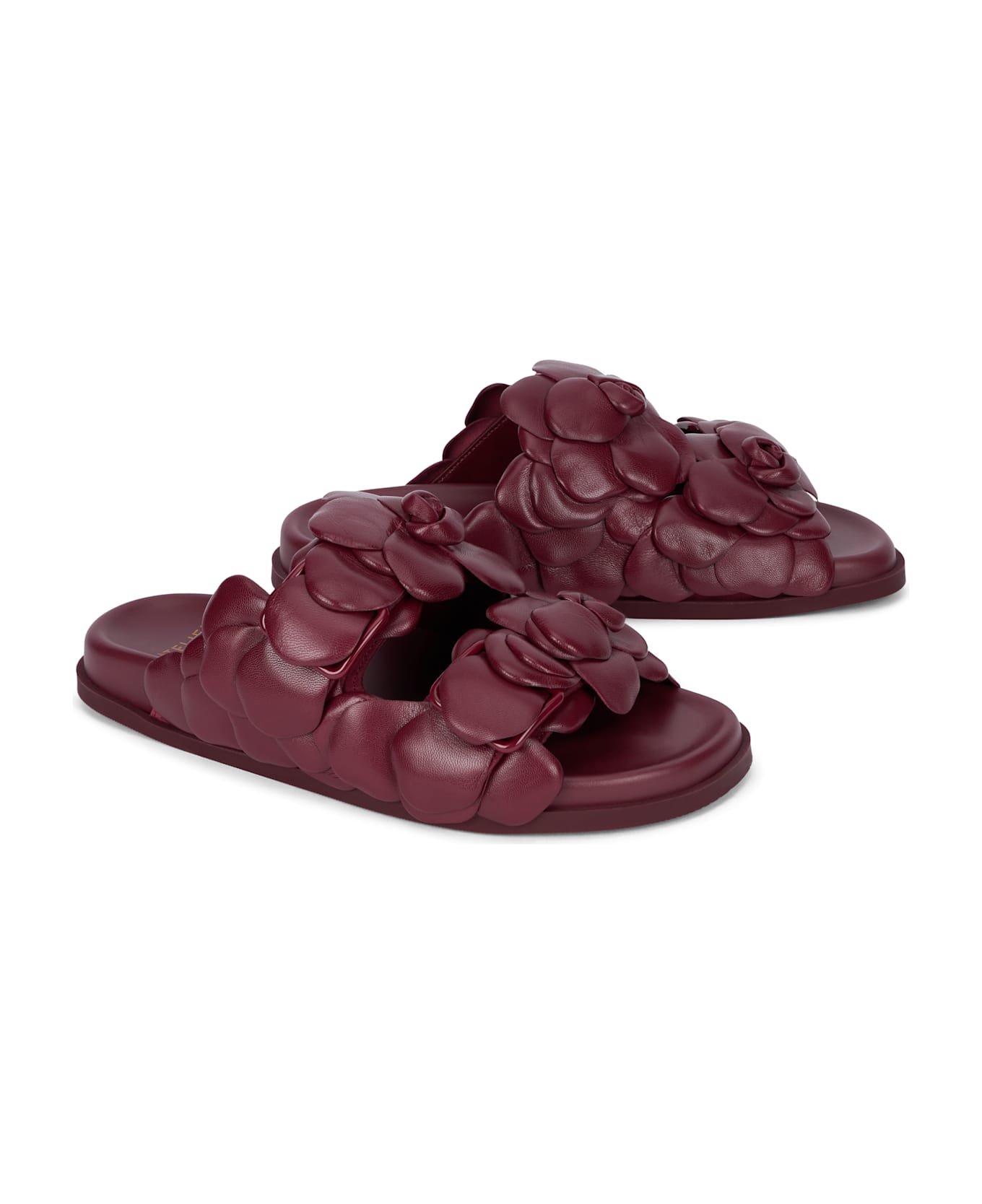 Valentino Garavani Slides In Leather - Burgundy