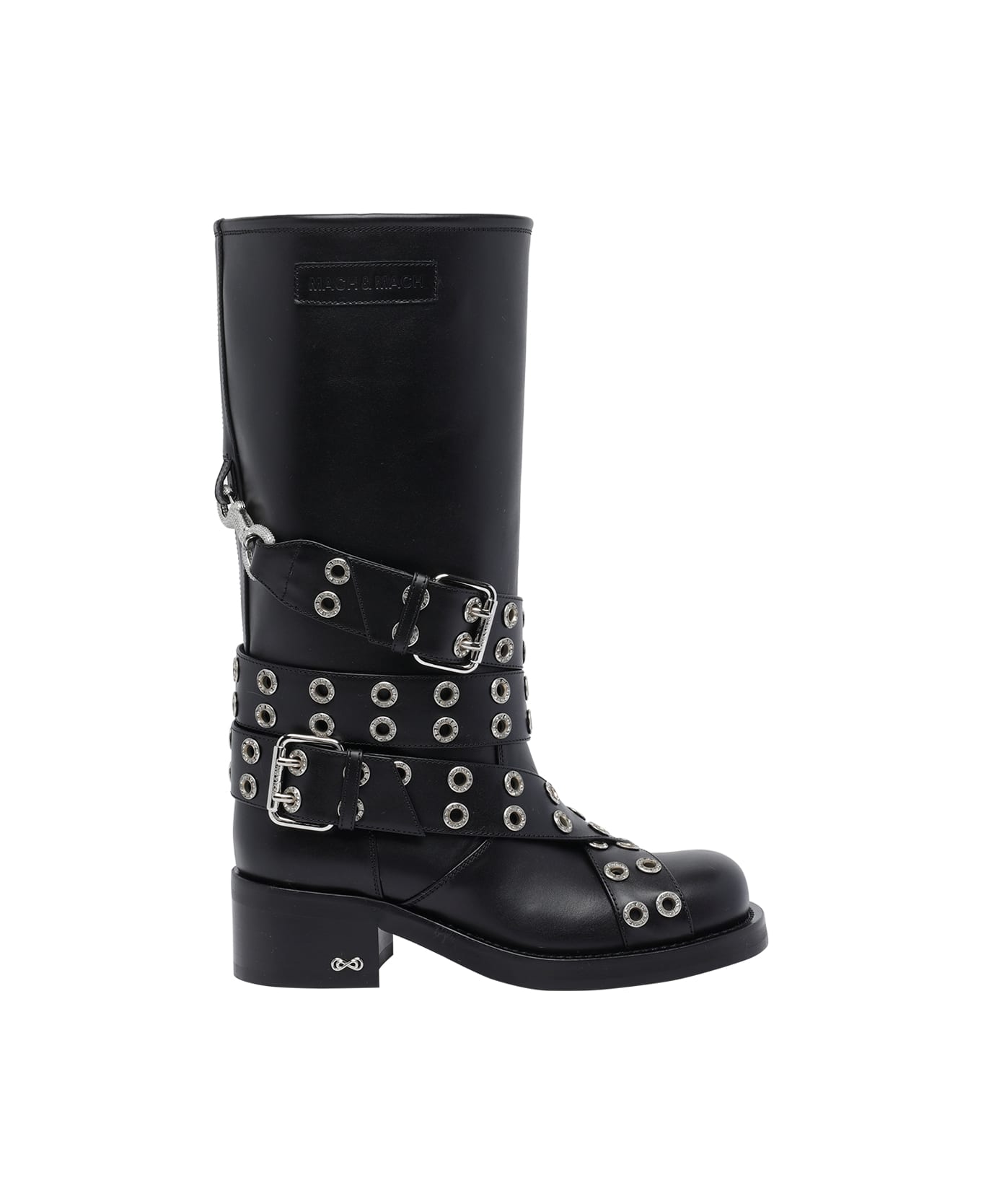 Mach 
Mach Buckle Belt Vintage Leather Combat Boots - Black