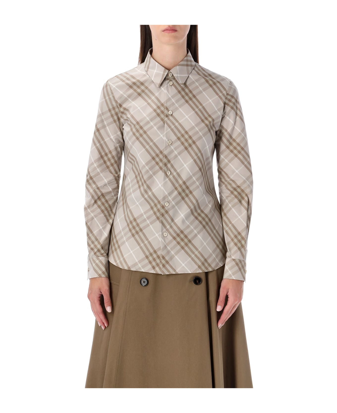 Burberry London Slim Fit Cotton Check Shirt - STONE GREY