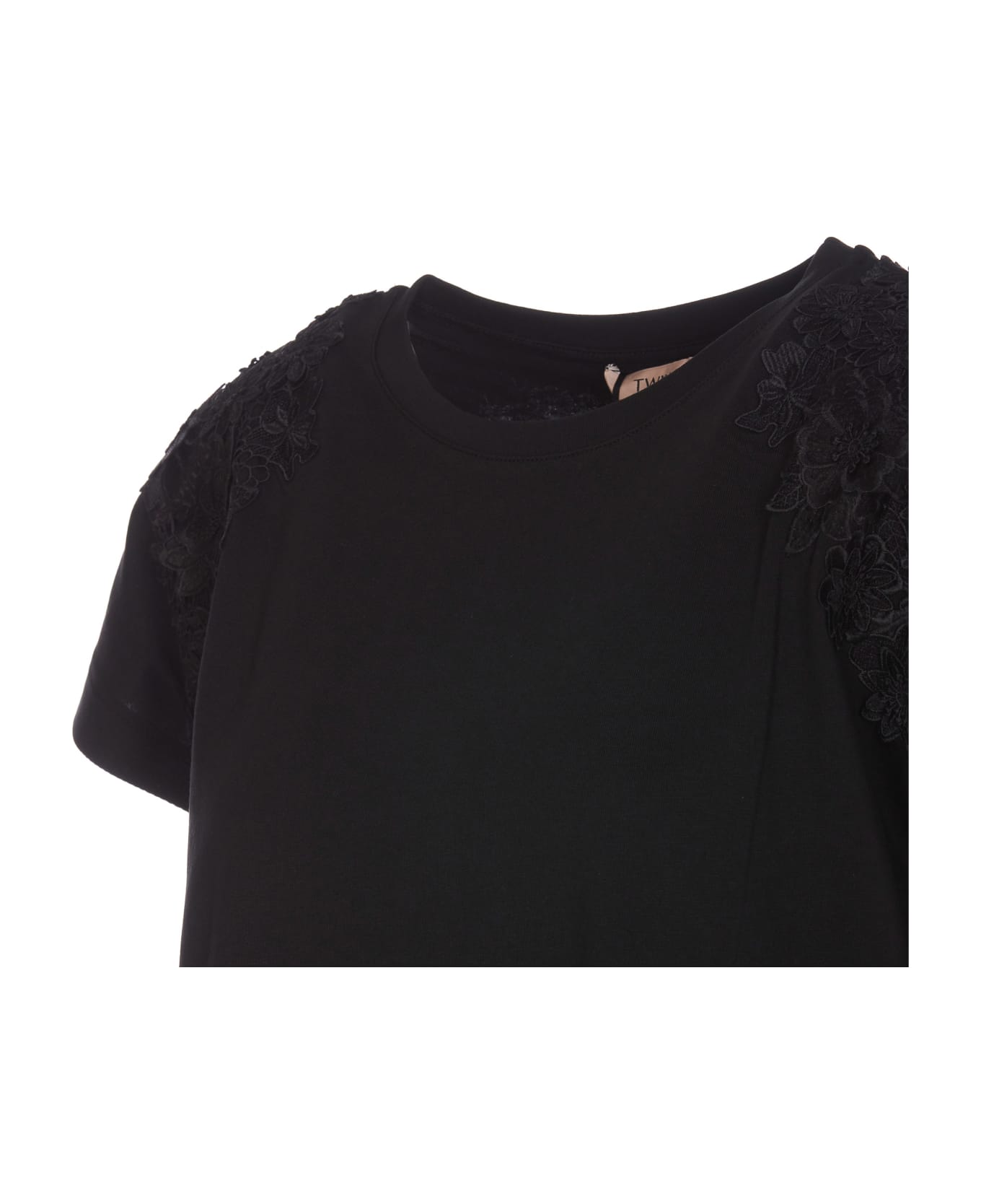 TwinSet T-shirt With Lace Details - Black Tシャツ