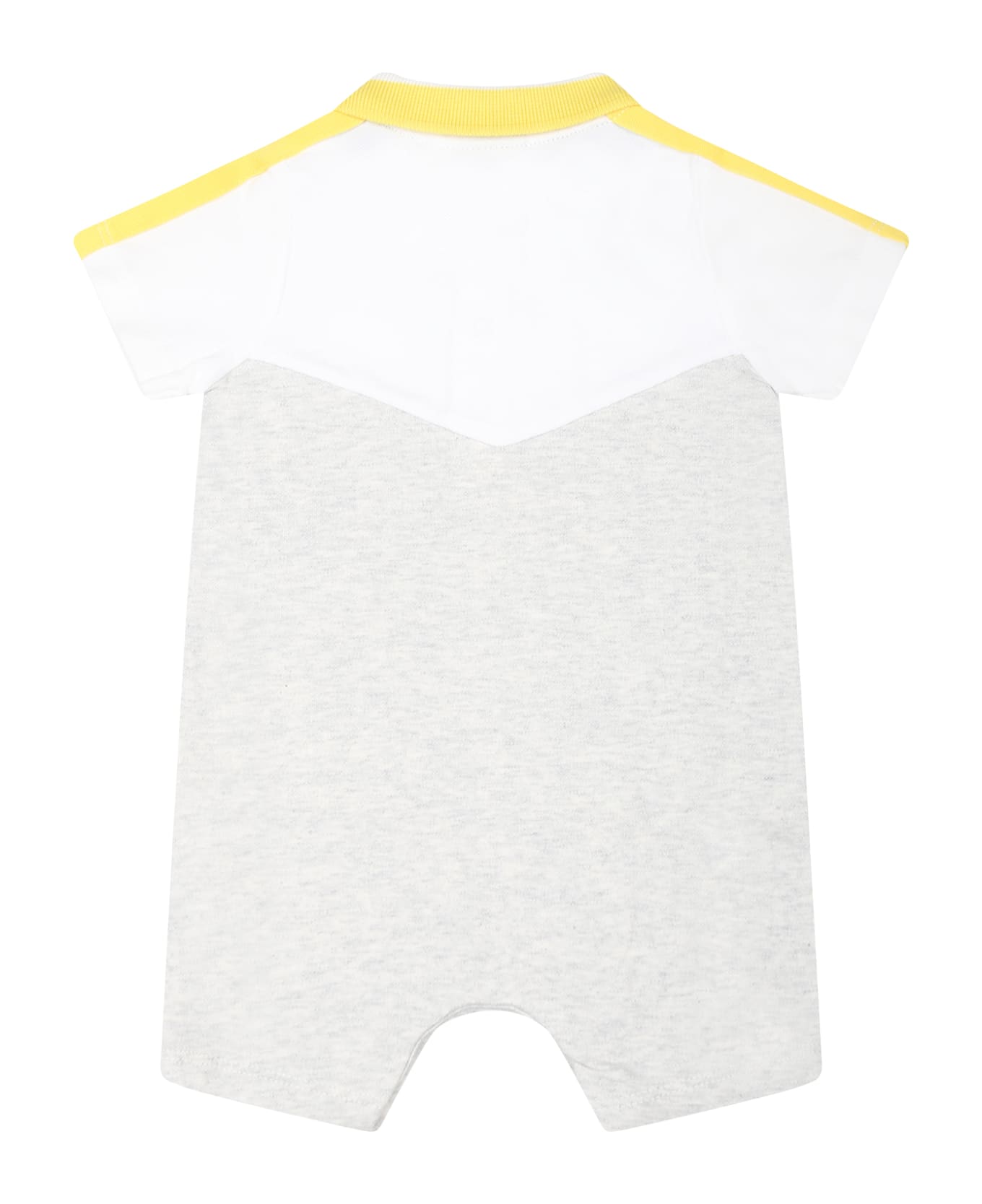 Hugo Boss Grey Romper For Baby Boy With Logo - Grey ボディスーツ＆セットアップ