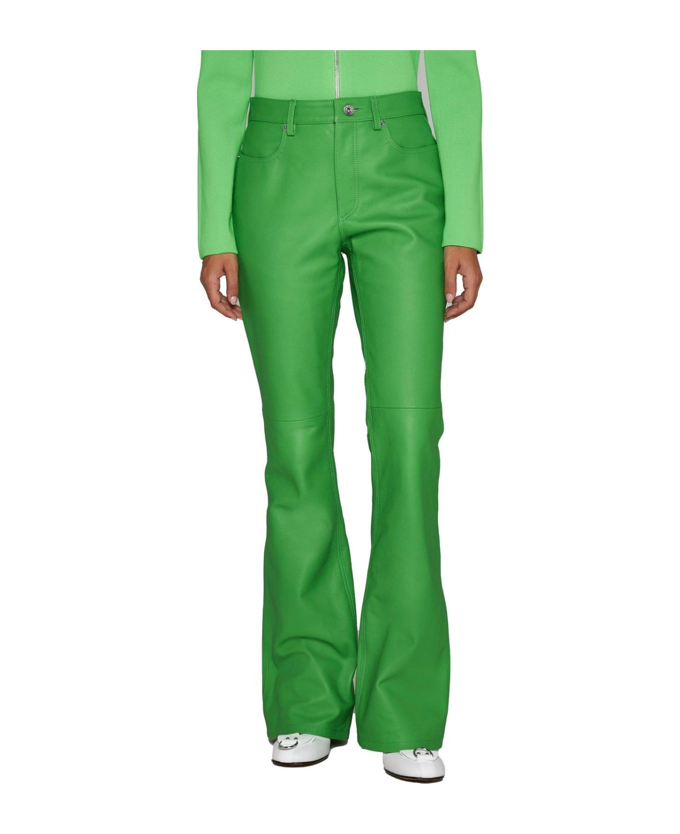 J.W. Anderson High-waisted Leather Bootcut Trousers - GREEN